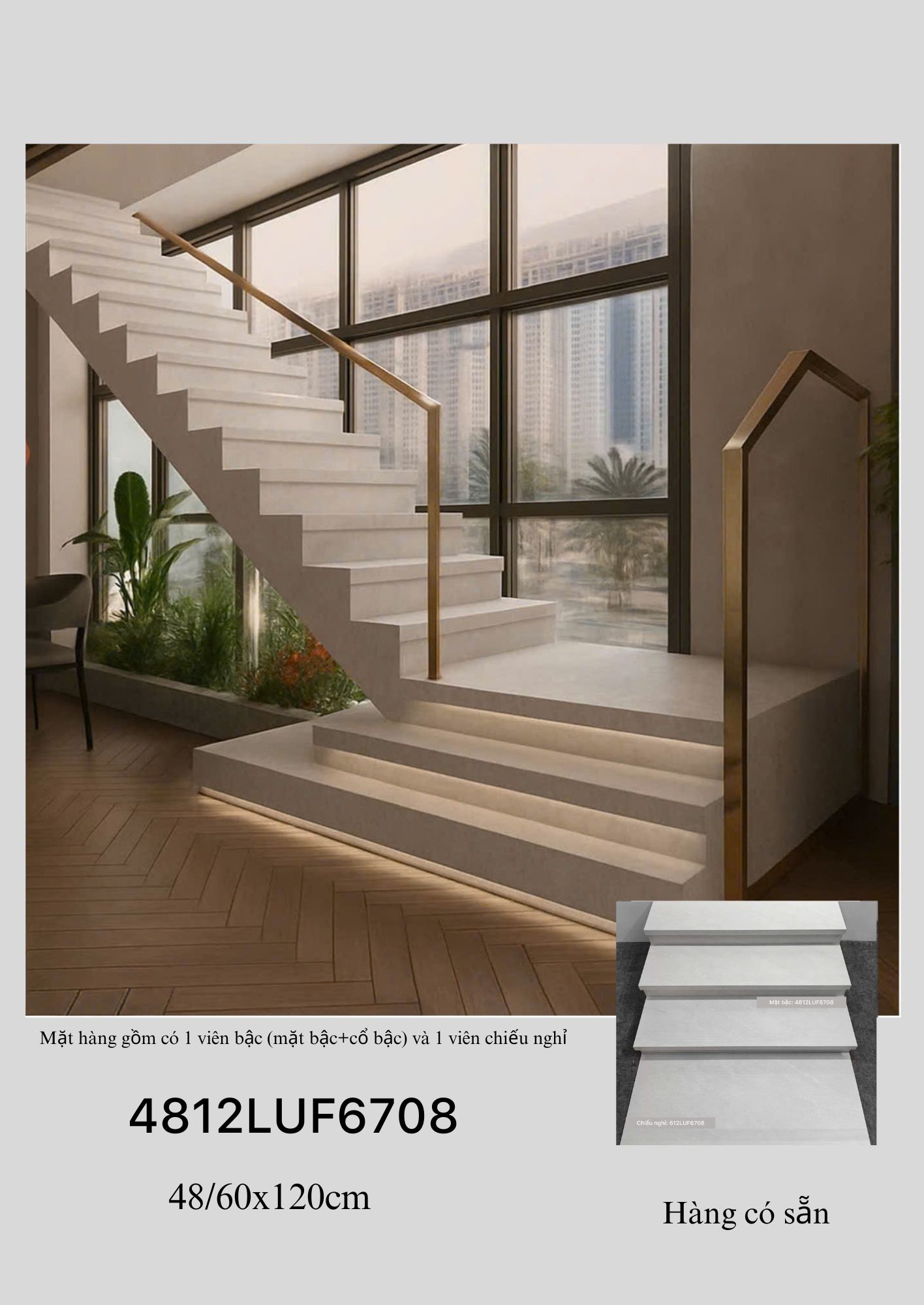 Gạch cầu thang xám trắng 4812LUF6708