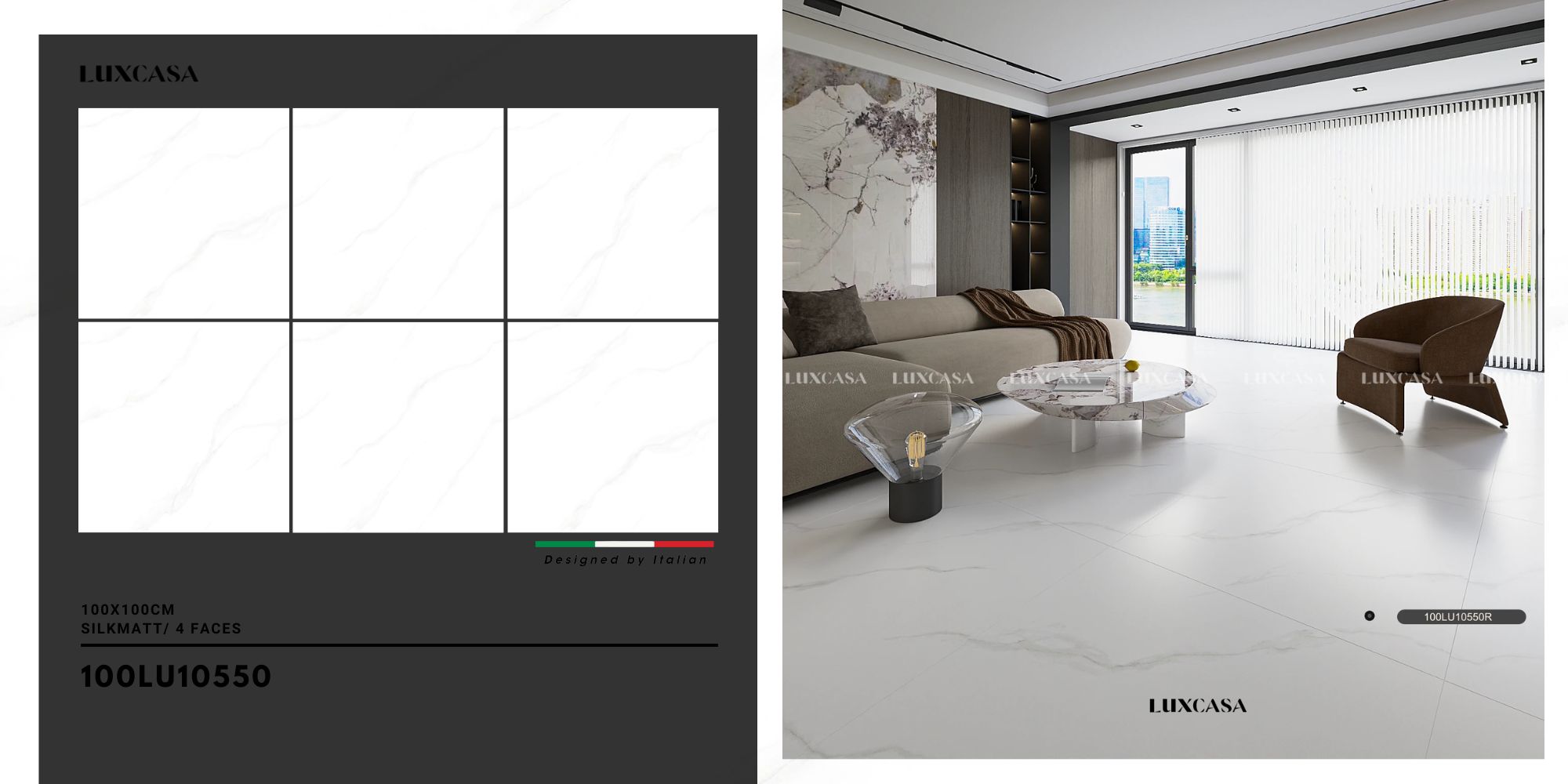 Gạch trắng vân mây 1000×1000 100LU10550