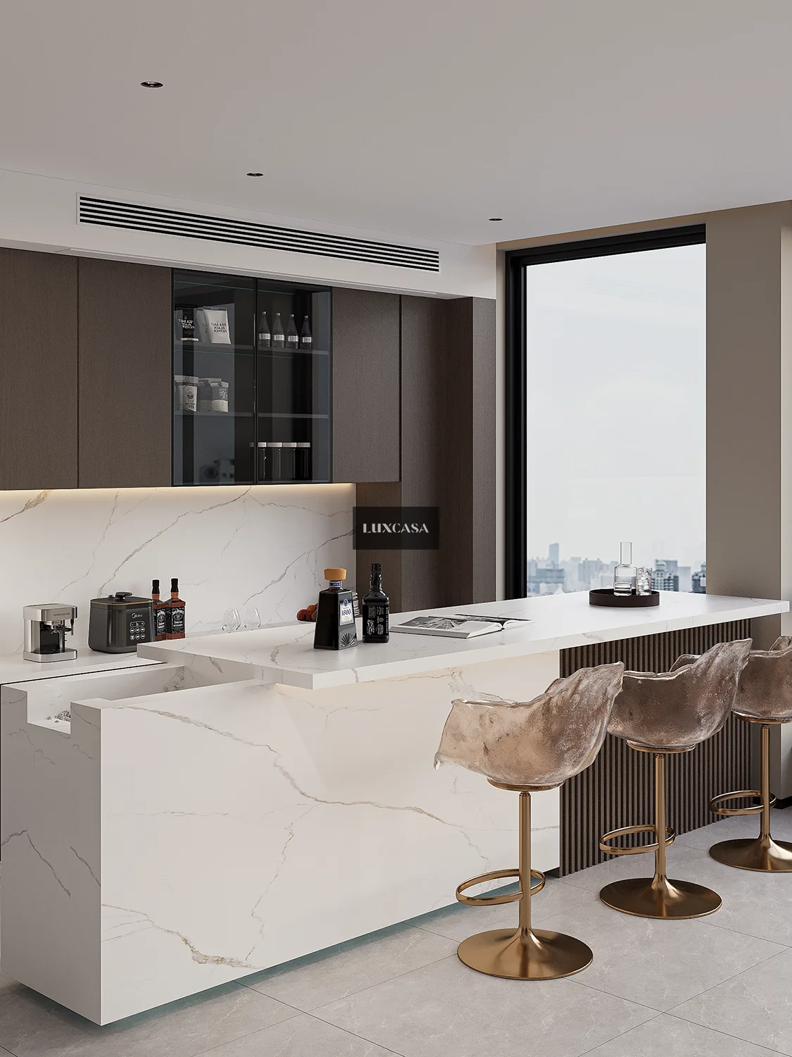 Đá nung kết mờ 1600x3200x15 làm bàn đảo 1632LUTN003