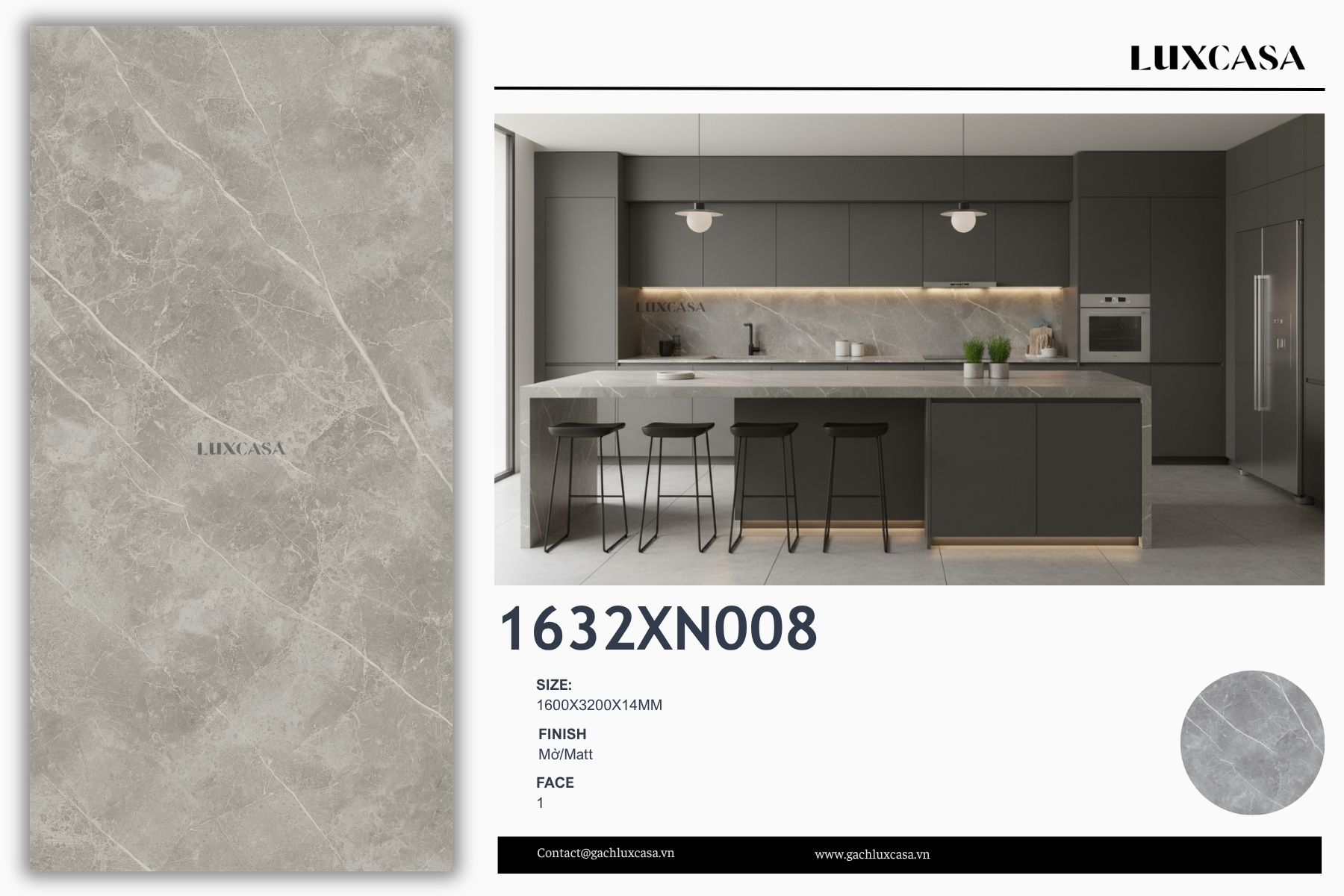 Đá nung kết mờ 160x320x1.4 1632LUXN008