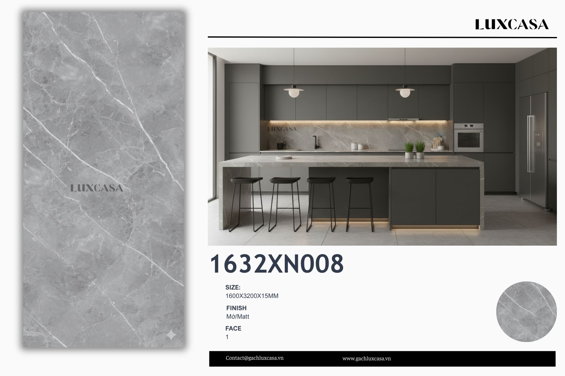 Đá nung kết mờ 160x320x1.5 1632LUXN008