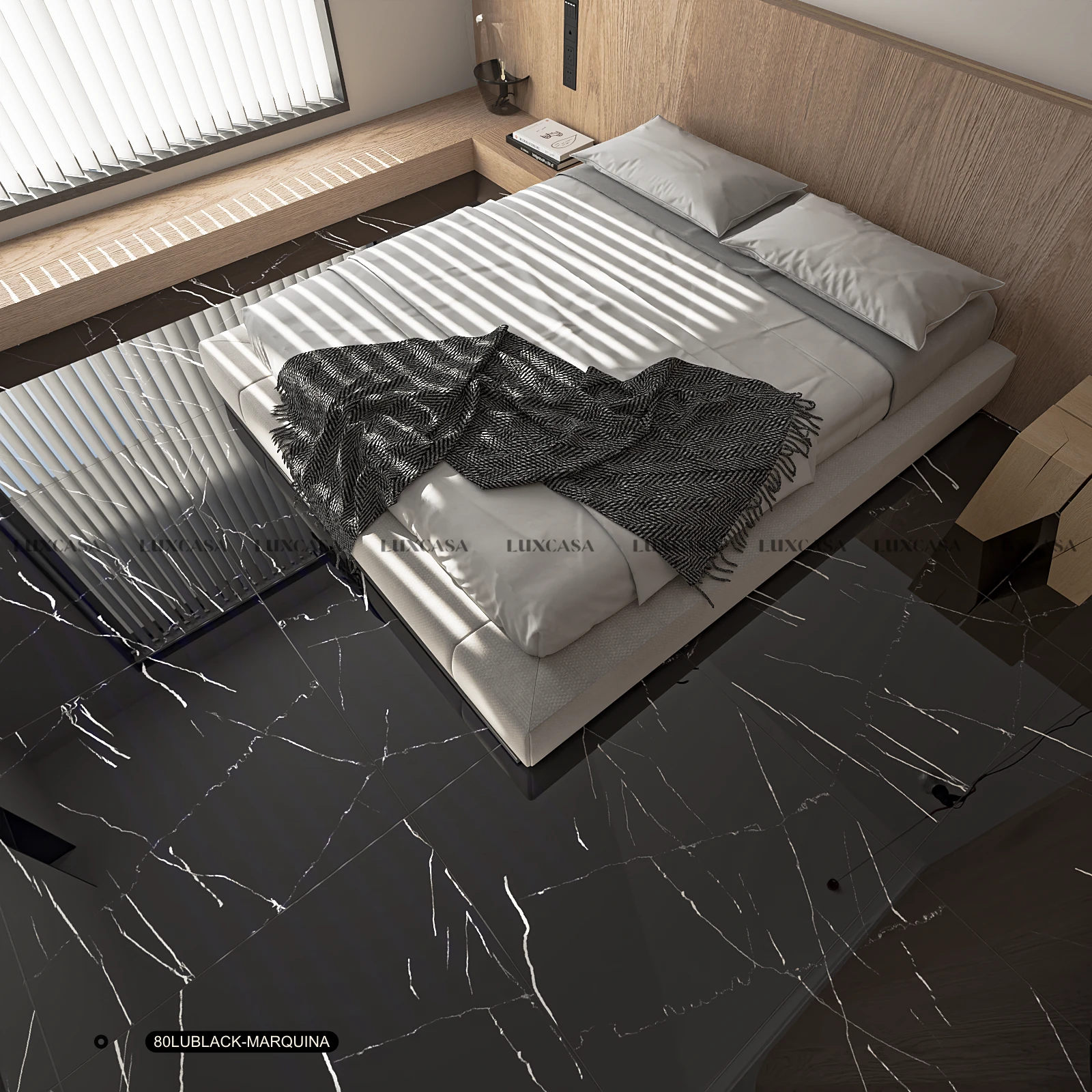 Gạch lát phòng ngủ 80x80 80LUBLACK-MARQUINA