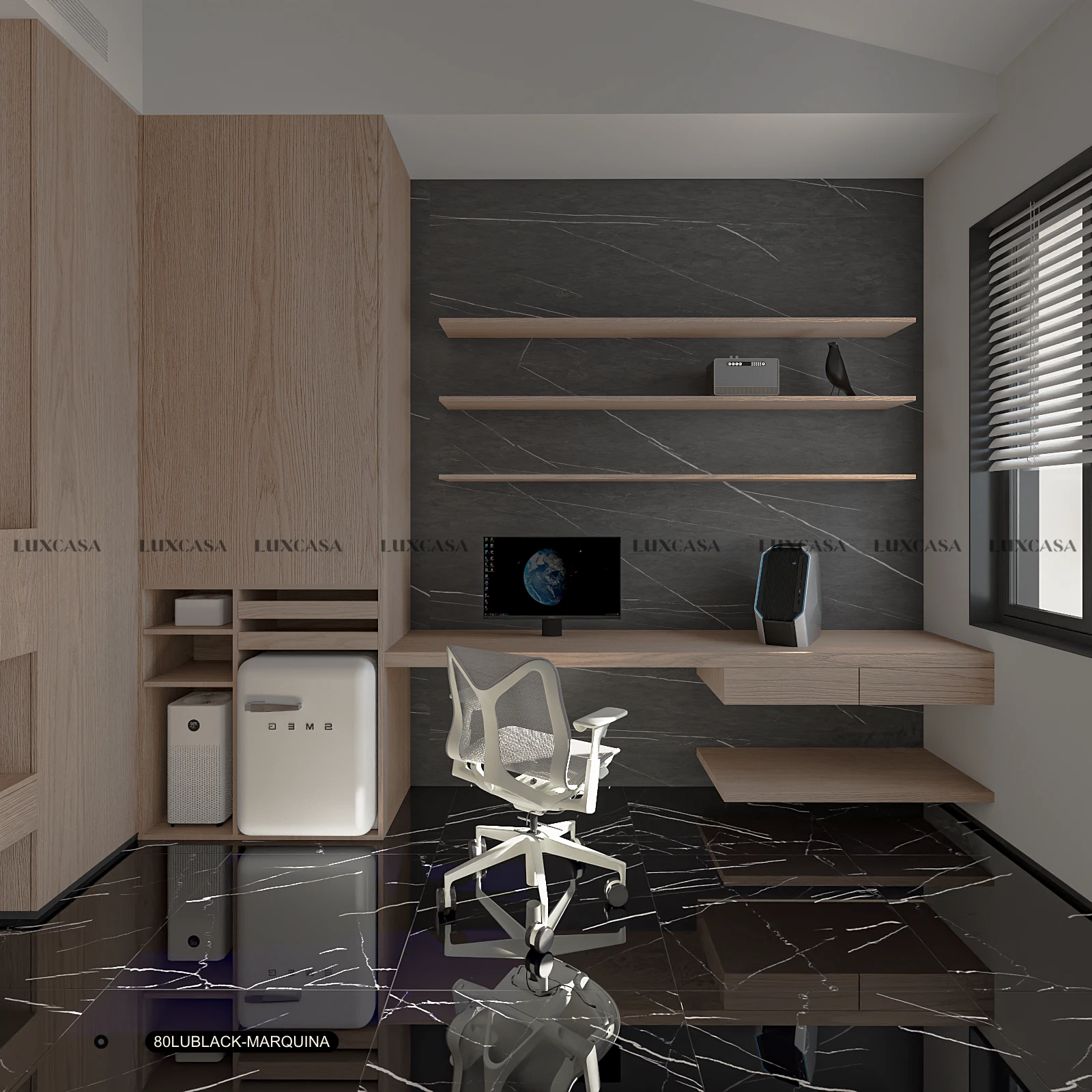 Gạch lát phòng ngủ 80x80 80LUBLACK-MARQUINA