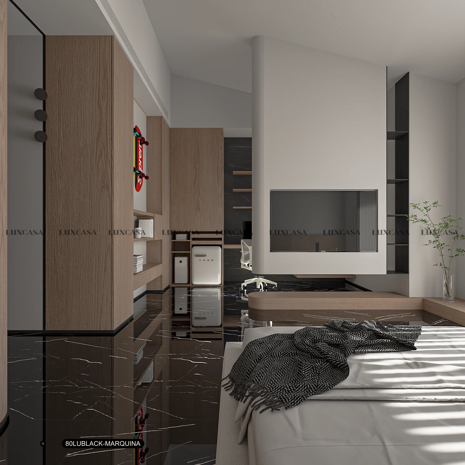 Gạch lát phòng ngủ 80x80 80LUBLACK-MARQUINA