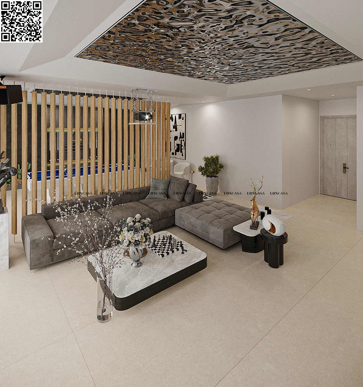 Gạch 1200x1200 lát phòng khách 120LU121201