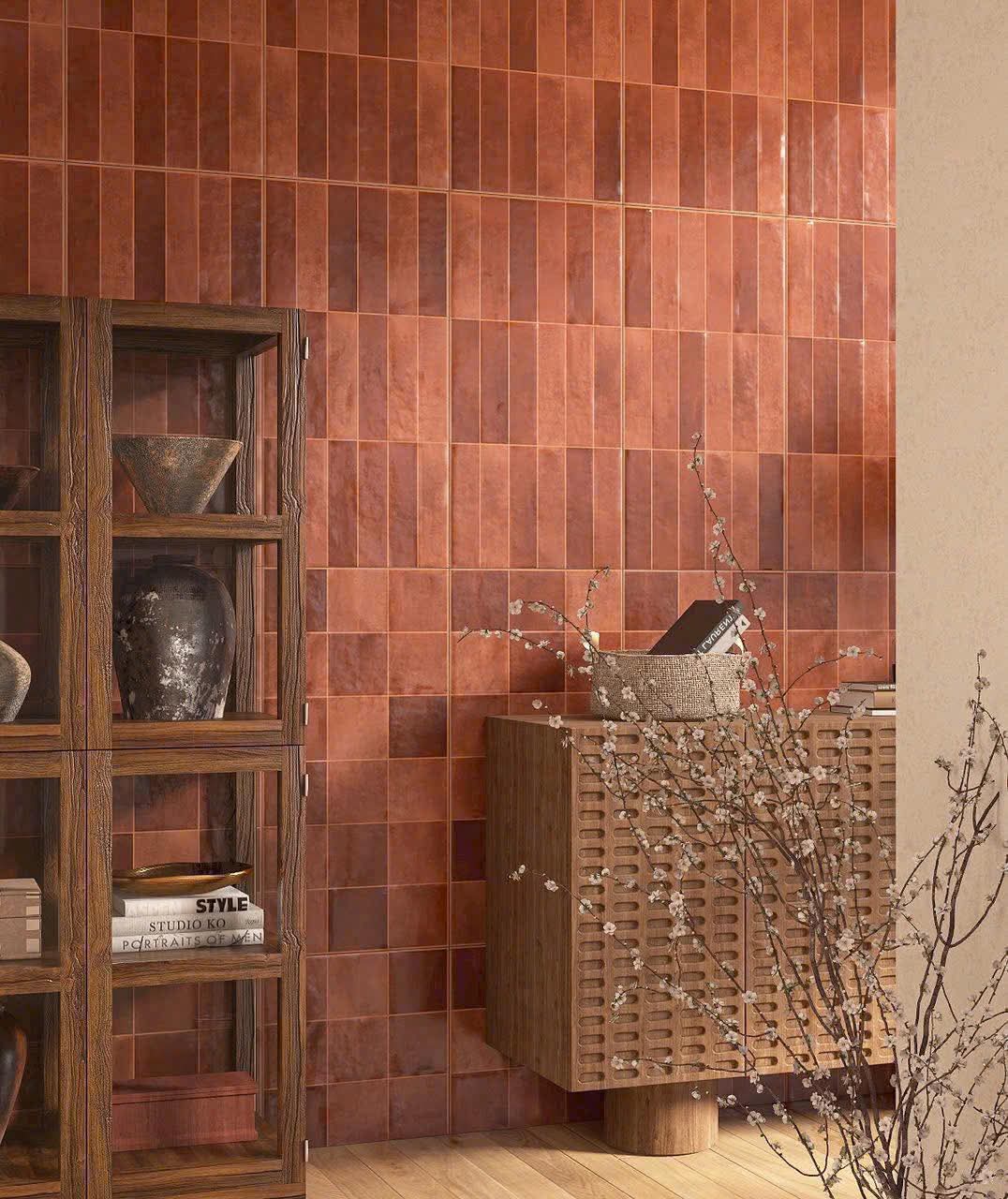 Gạch giả thẻ 300x600, 400x800 màu đỏ đất nung