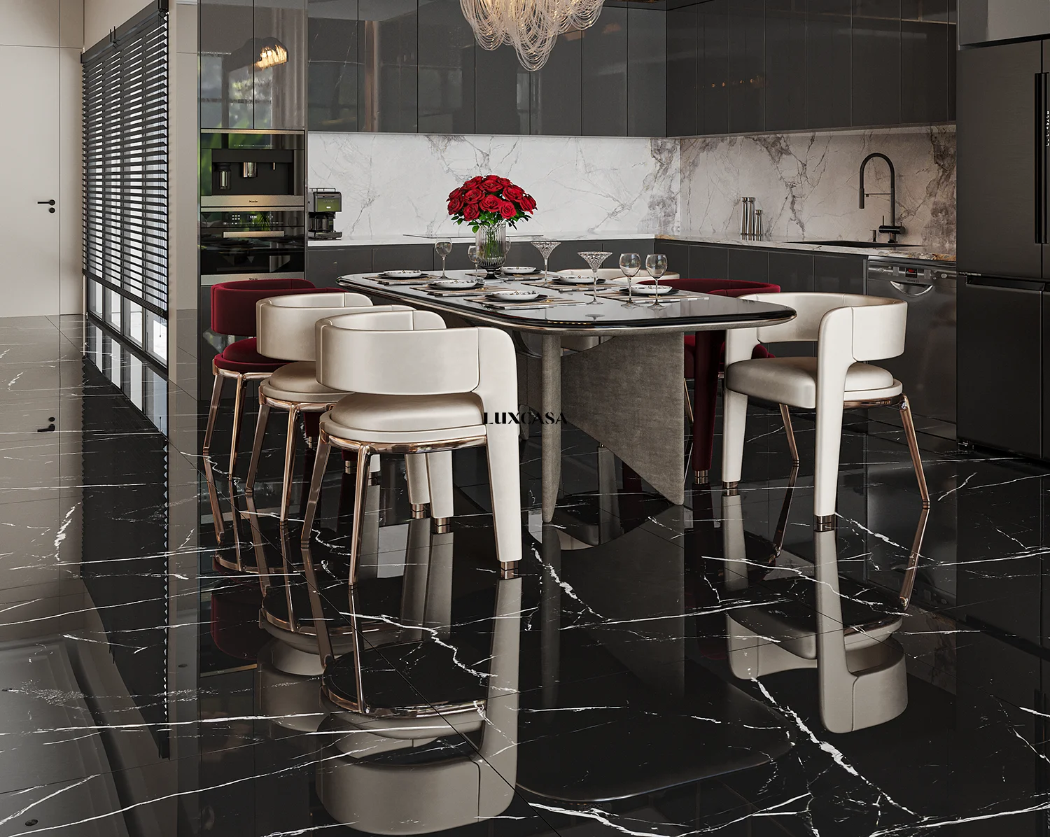 Gạch phòng khách đen tia chớp 1200X1200 120LUNO-VE