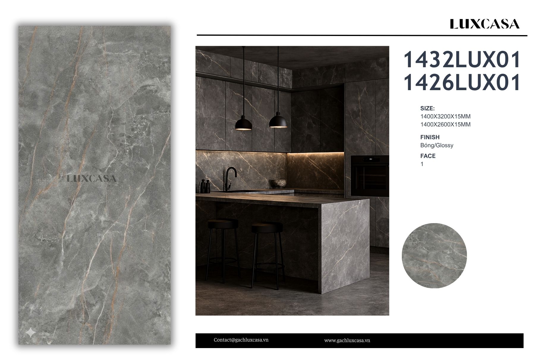 Đá nung kết 140X260X1.5 1426LUX01GY