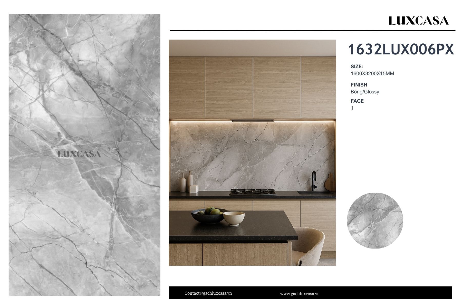 Đá nung kết 160X320X1.5 1632LUX006PX