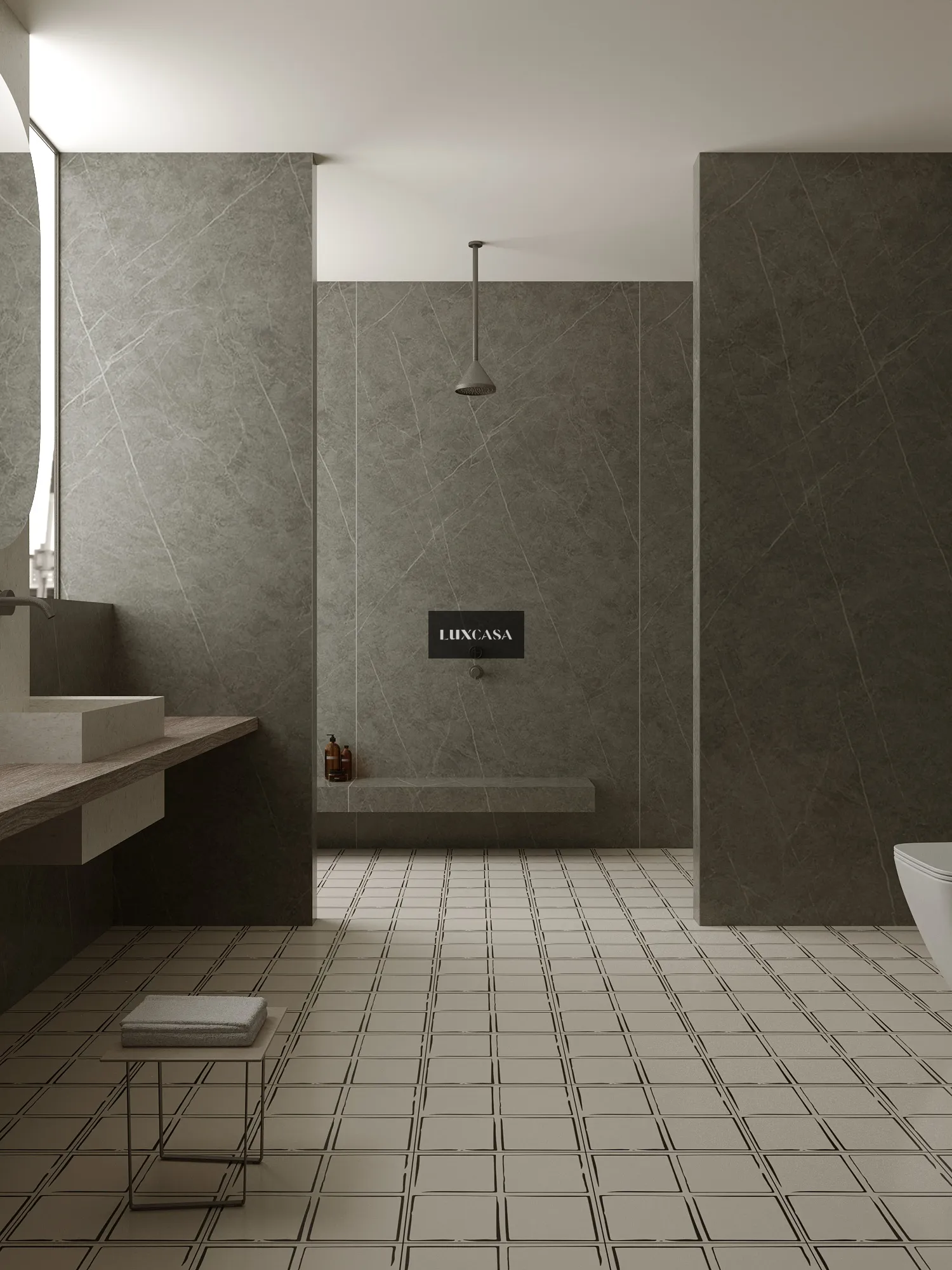 Đá nung kết 160X320X1.5 1632LUXN007 + Gạch bông 40x40 40LUMFG4114