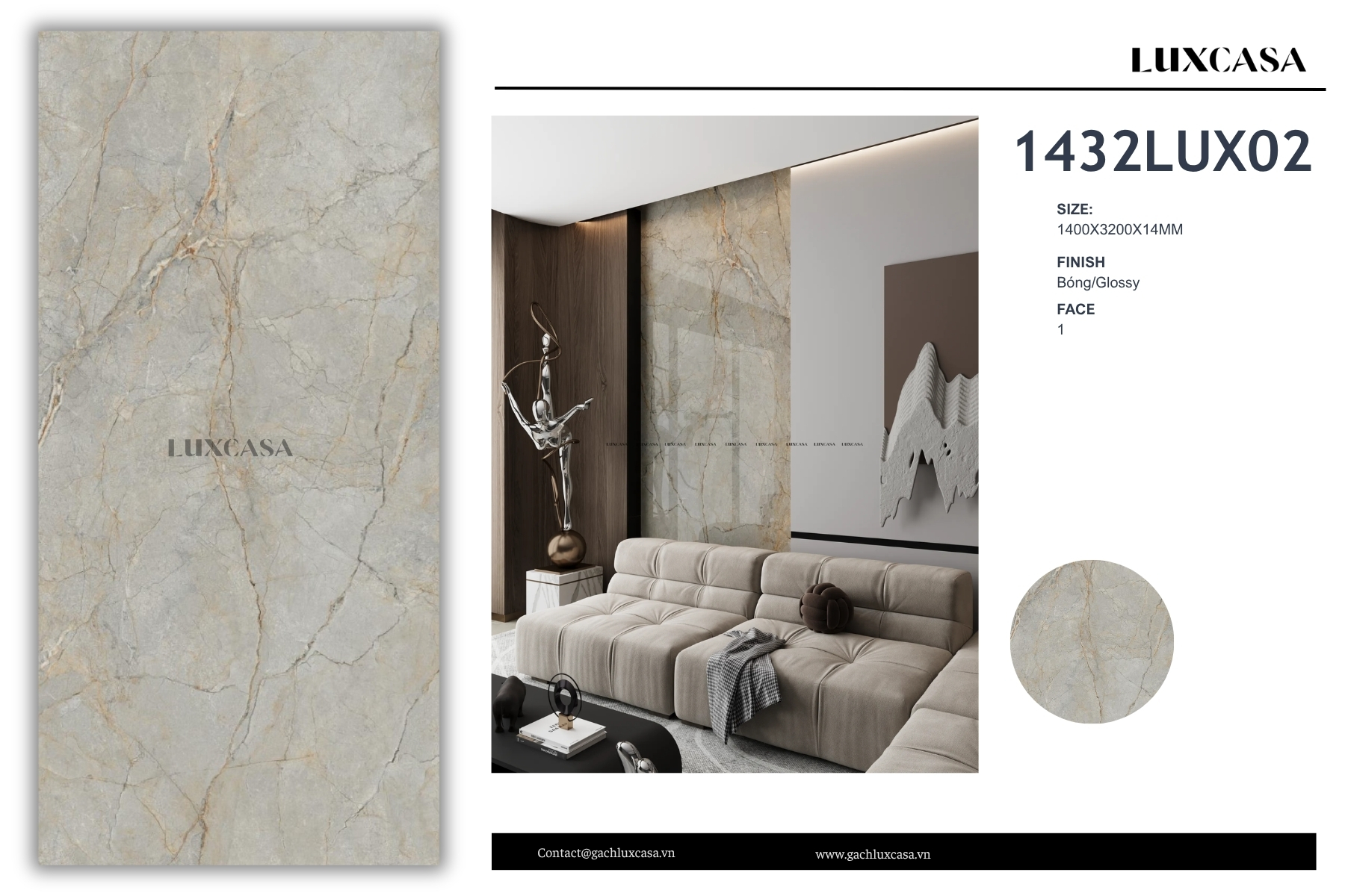 Đá nung kết khổ lớn 140x320x1.5 1432LUX02