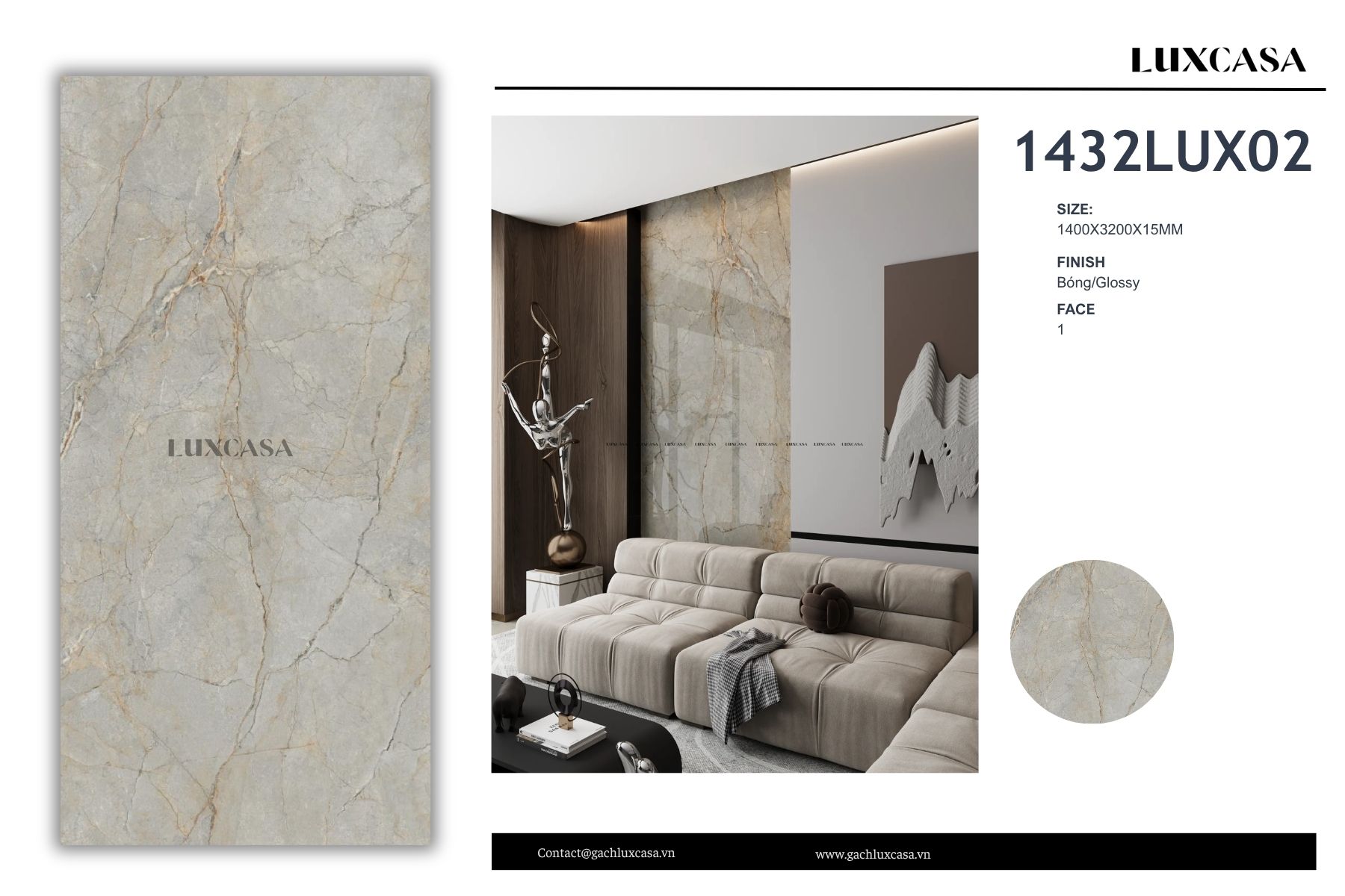 Đá nung kết khổ lớn 140x320x1.5 1432LUX02