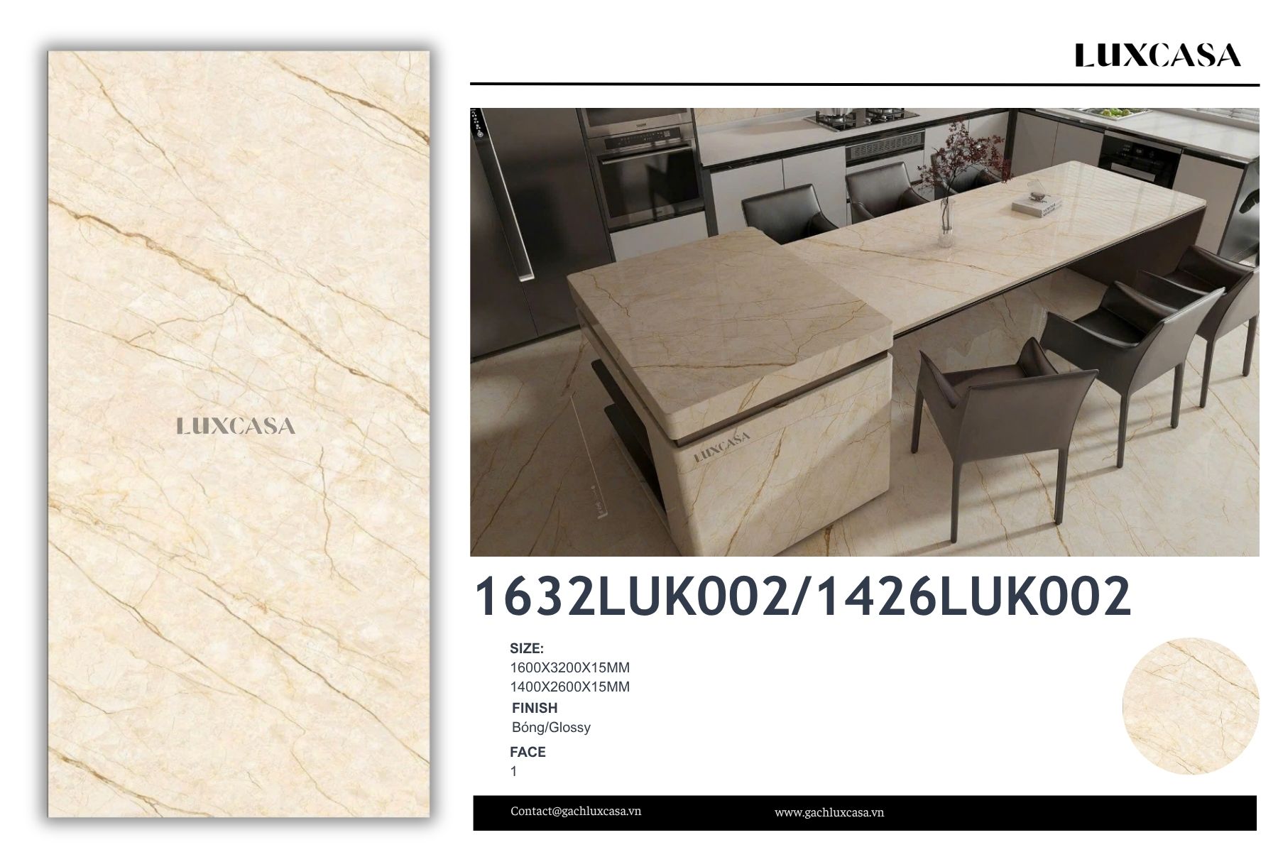 Đá nung kết khổ lớn 160x320x1.5 1632LUK002