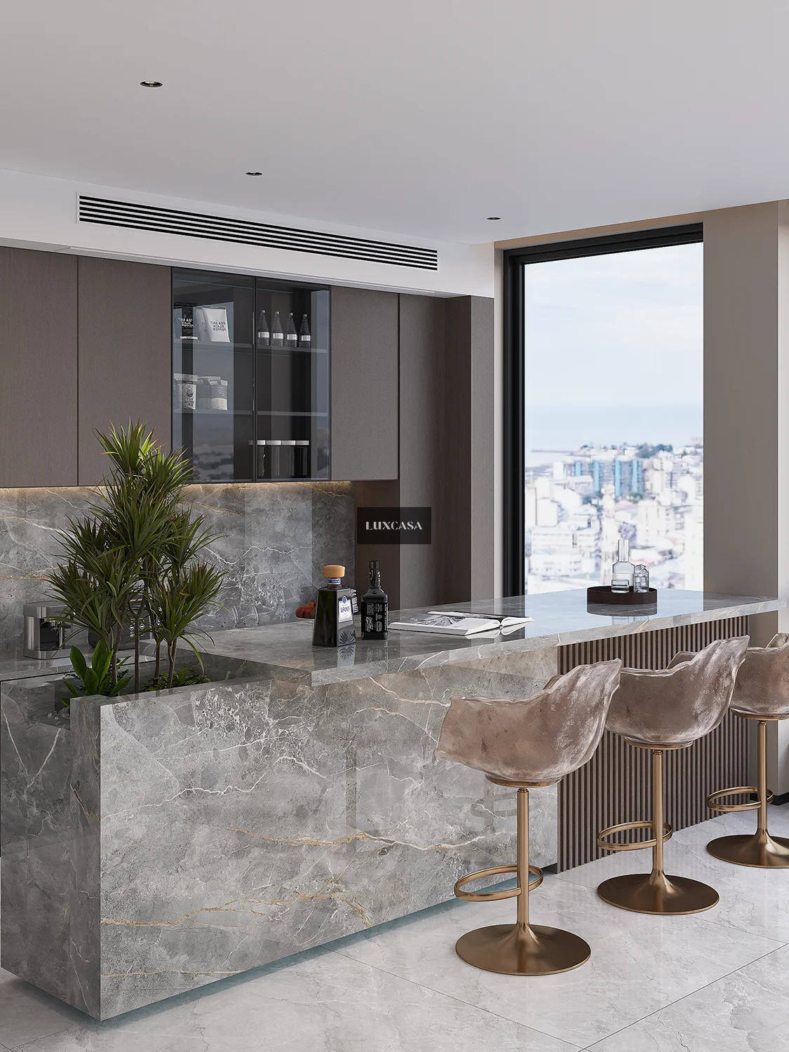 Đá nung kết làm bàn đảo 140X320X1.5 1432LUX01GY