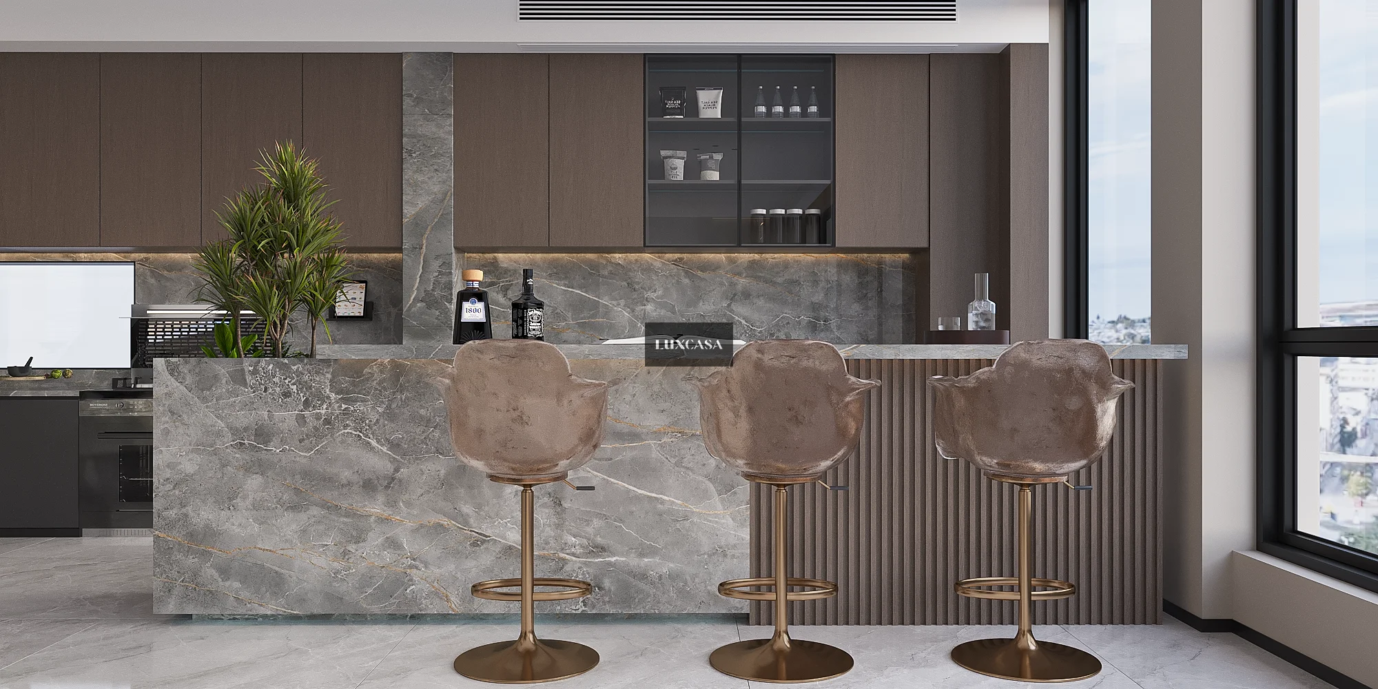 Đá nung kết làm bàn đảo 140X320X1.5 1432LUX01GY