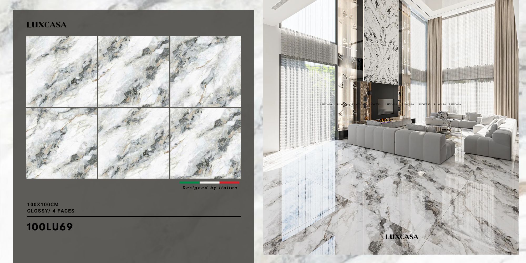 Gạch 1000×1000 đá trắng 100LU69