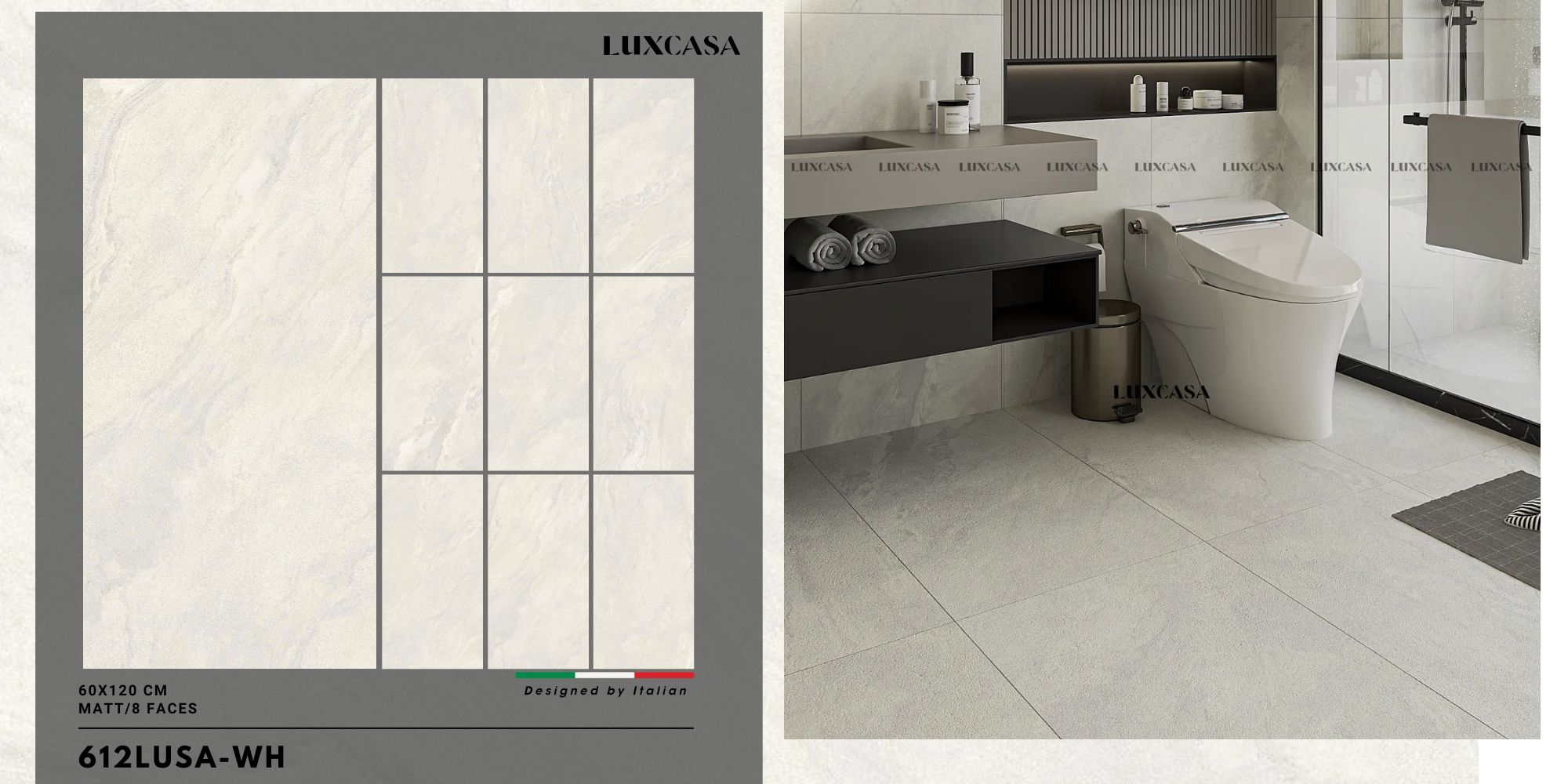 Gạch men matt 60x120 612LUSA-WH