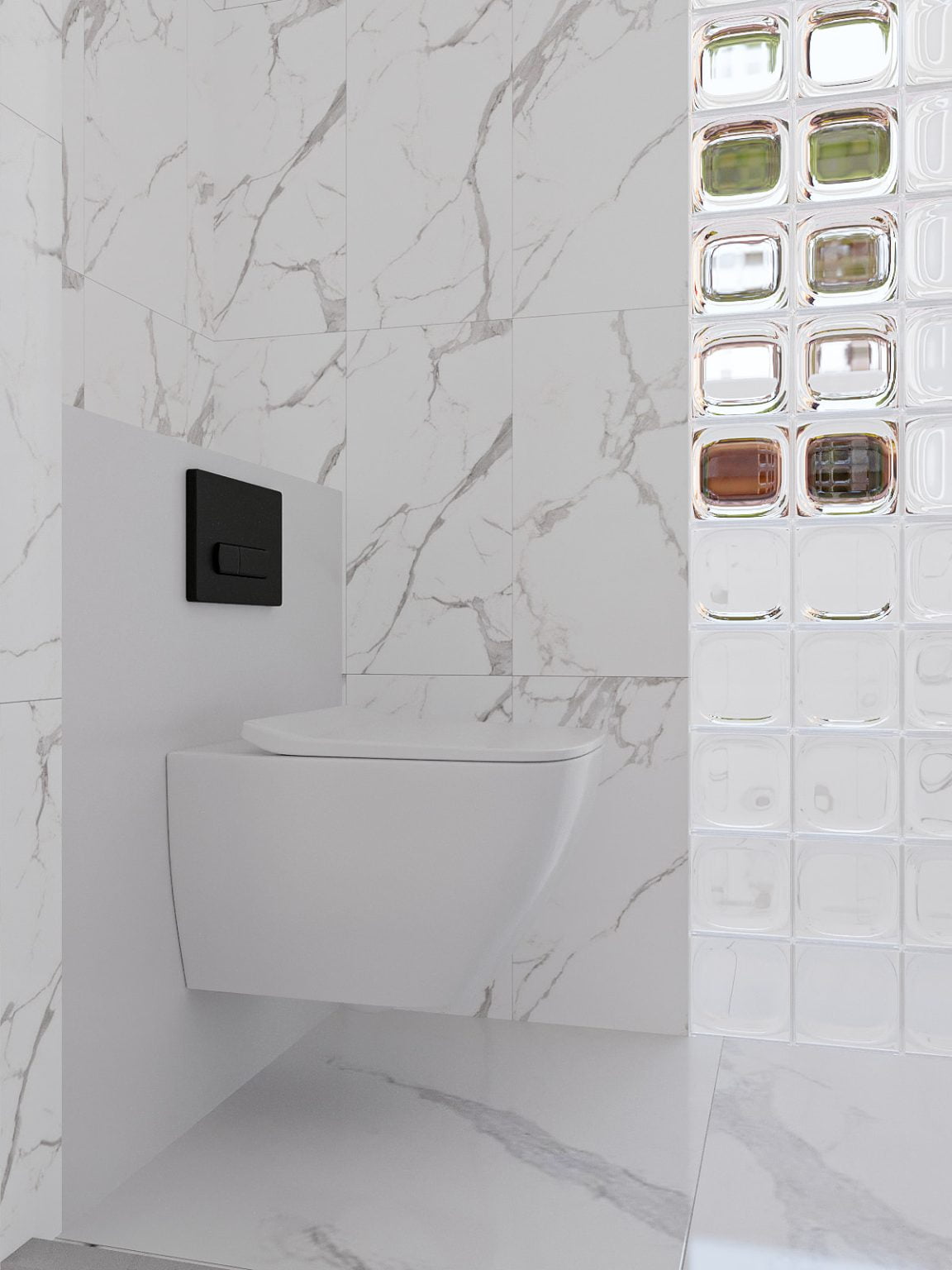 Mẫu gạch trắng vân mây 30x60 ốp nhà vệ sinh