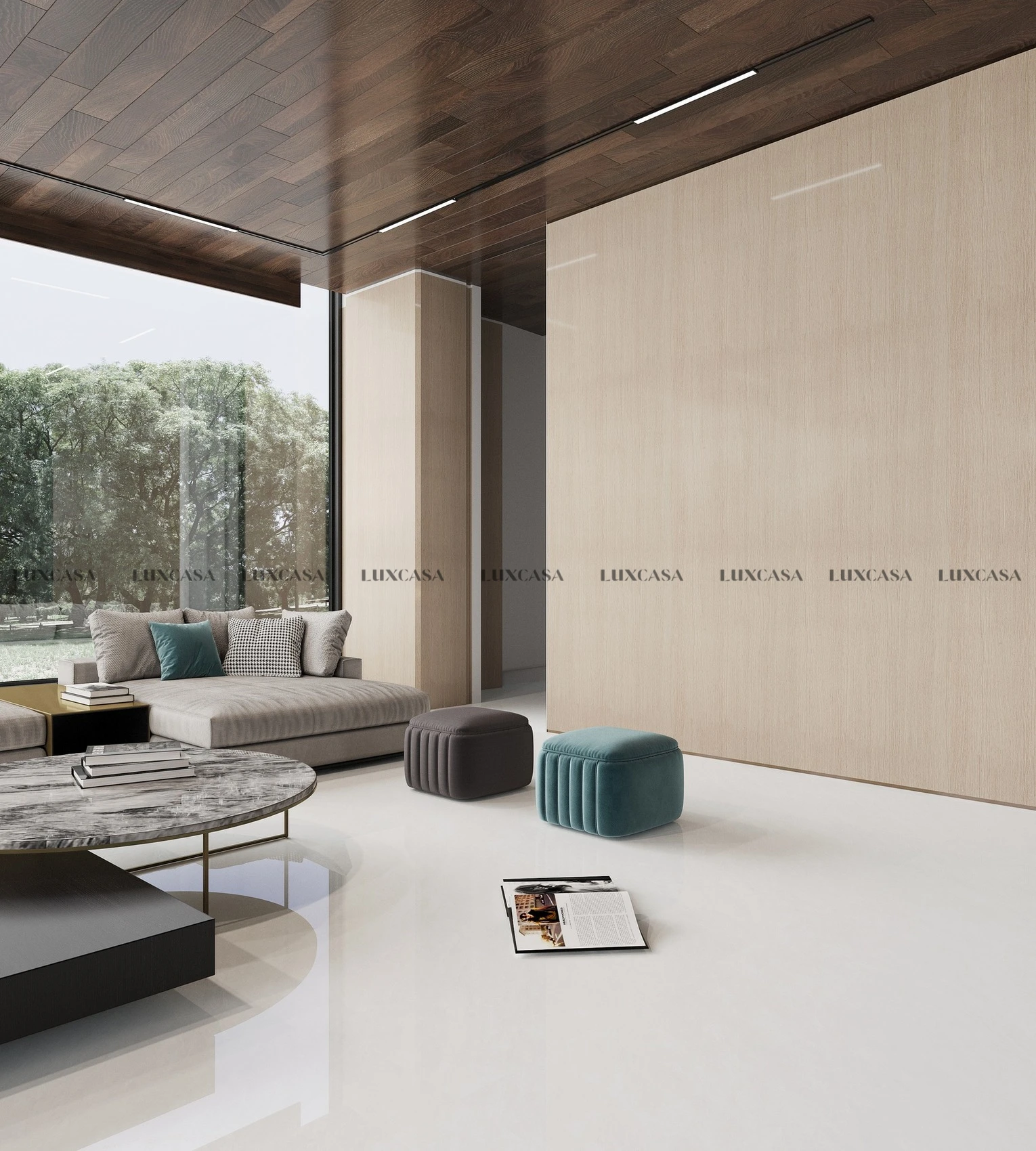 Gạch lát phòng khách xám đá 600x1200 612LU123
