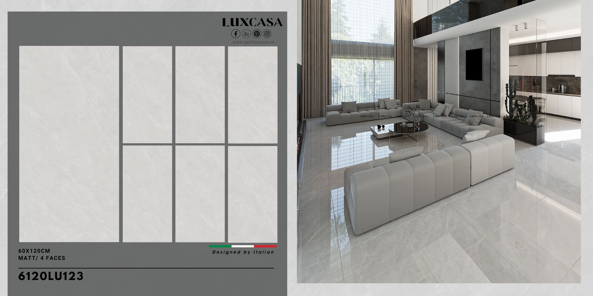 Gạch xám đá 600×1200 612LU123