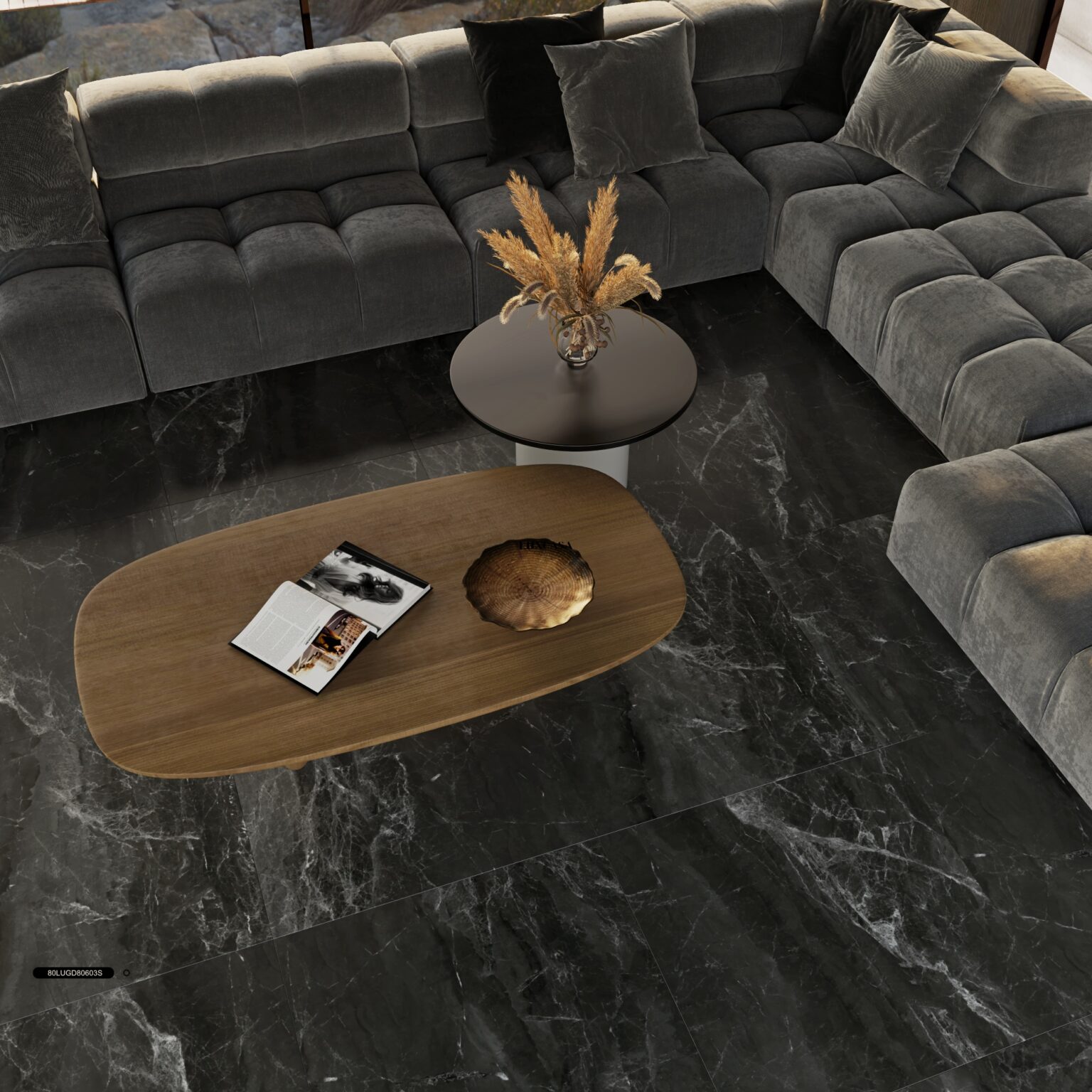 Mẫu gạch lát nền 80x80 Việt Nam màu xám đen tốt nhất (BST có 4 màu và 2 kích thước 80x80 và 60x120)