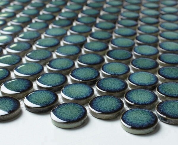 Mẫu gạch mosaic hình tròn màu xanh đậm