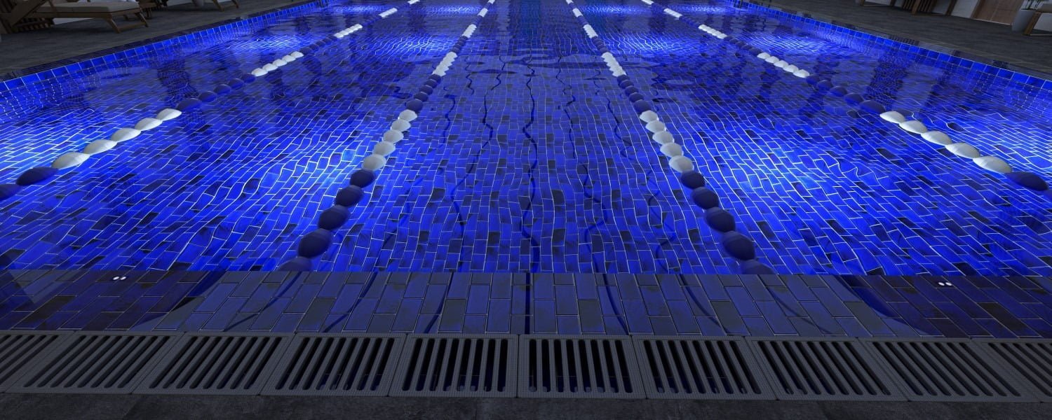 Gạch mosaic ốp hồ bơi xanh đậm