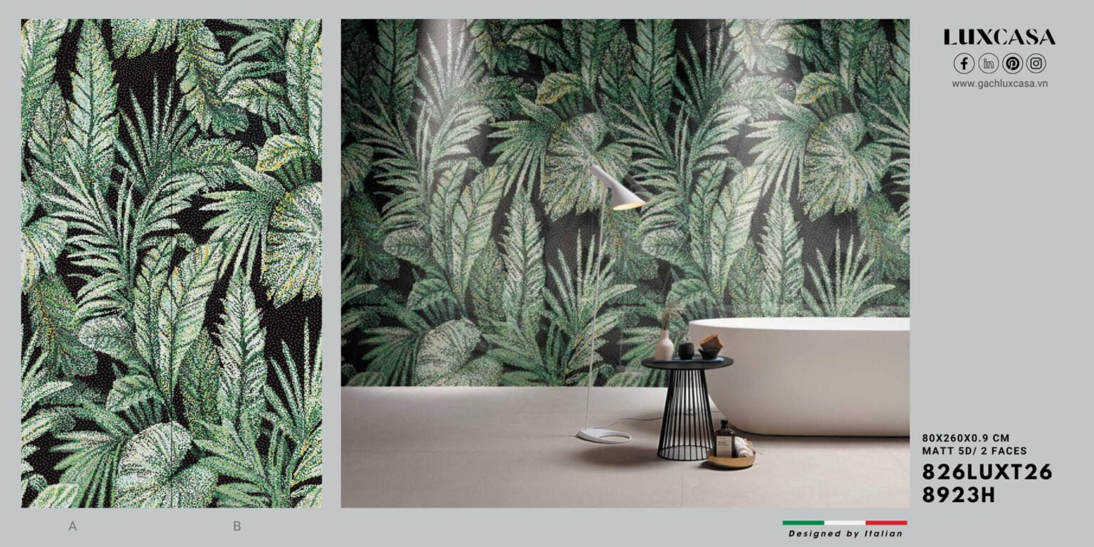 Gạch mosaic tranh màu xanh ốp nhà tắm cao cấp