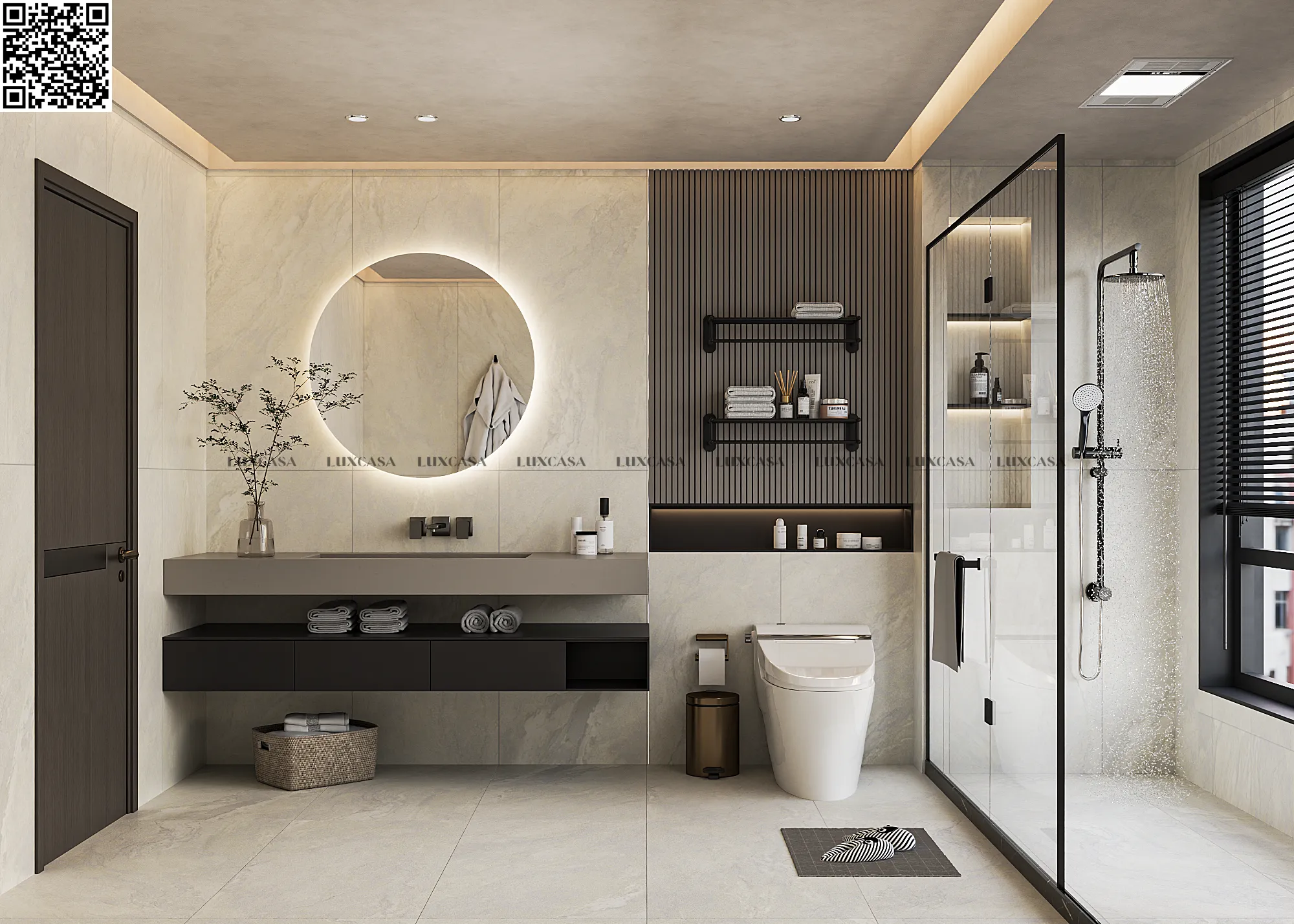 Gạch ốp nhà vệ sinh 60×120 612LUSA-WH