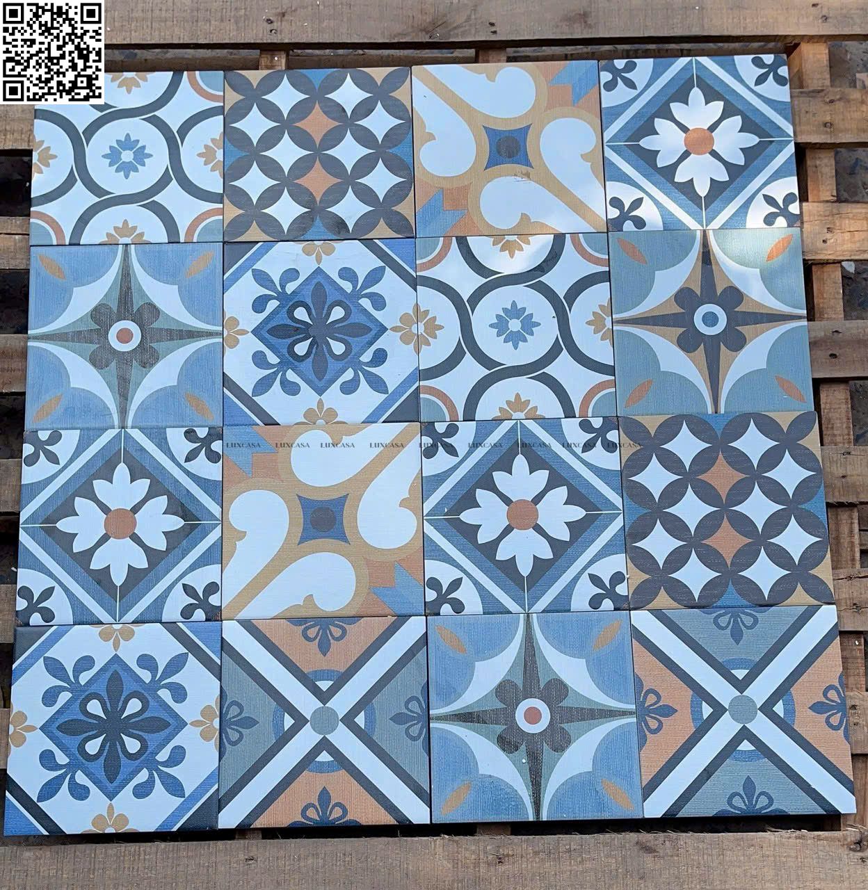 Gạch bông mix 20X20 xương đá porcelain mẫu 4