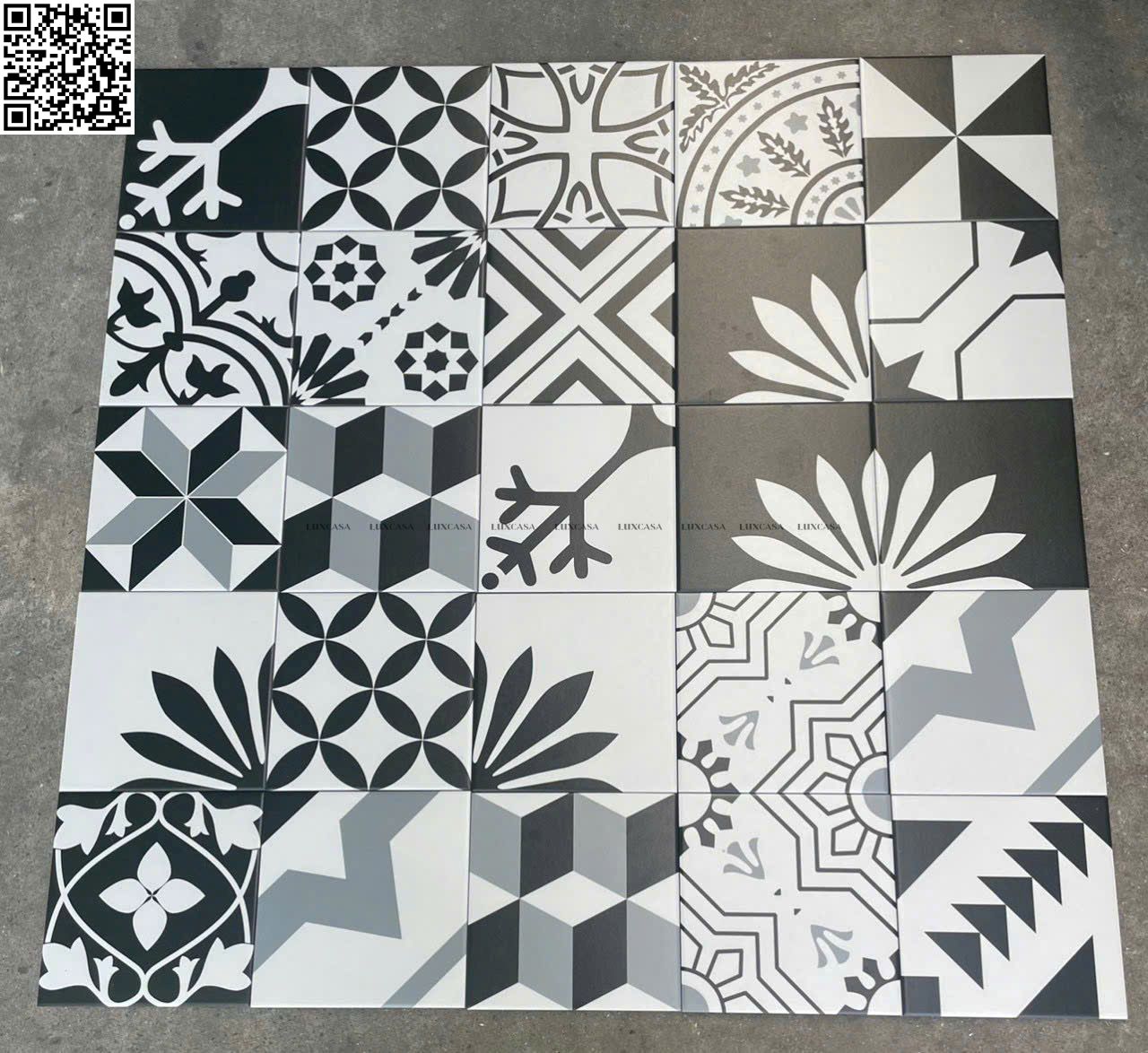 Gạch bông mix 20X20 xương đá porcelain mẫu 5
