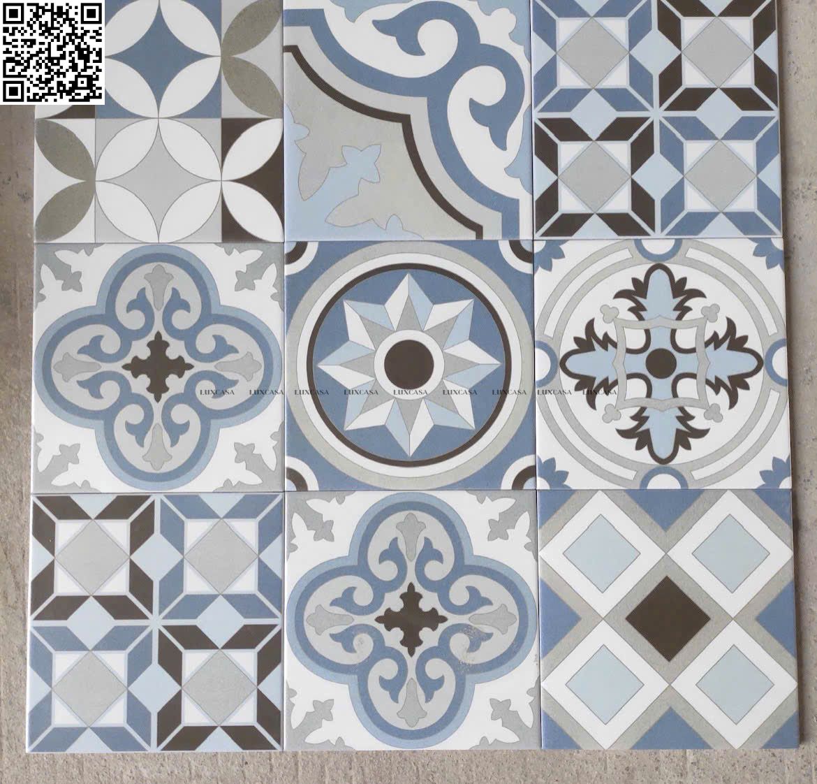 Gạch bông mix 20X20 xương đá porcelain mẫu 6