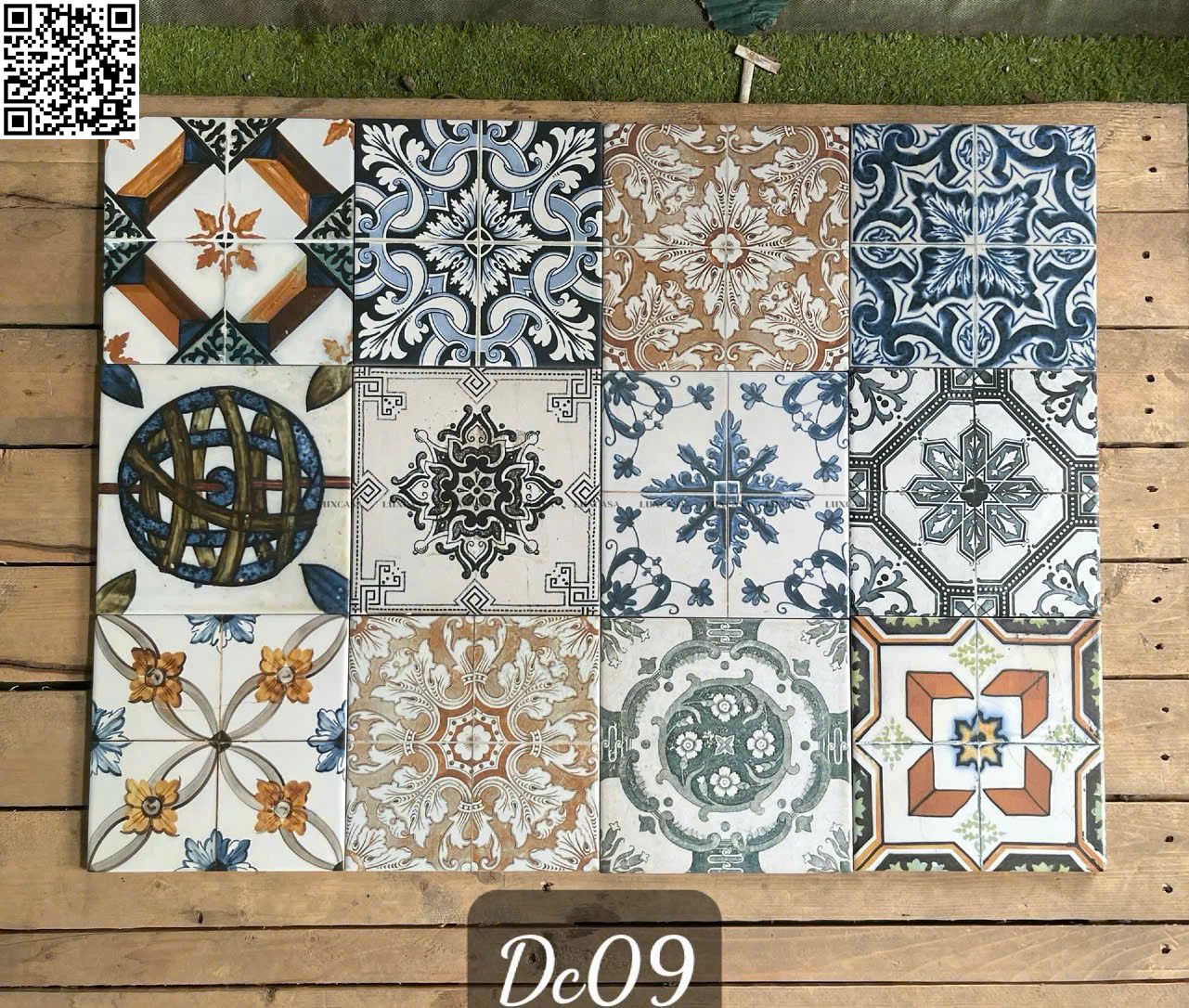 Gạch bông mix 20X20 xương đá porcelain mẫu 7