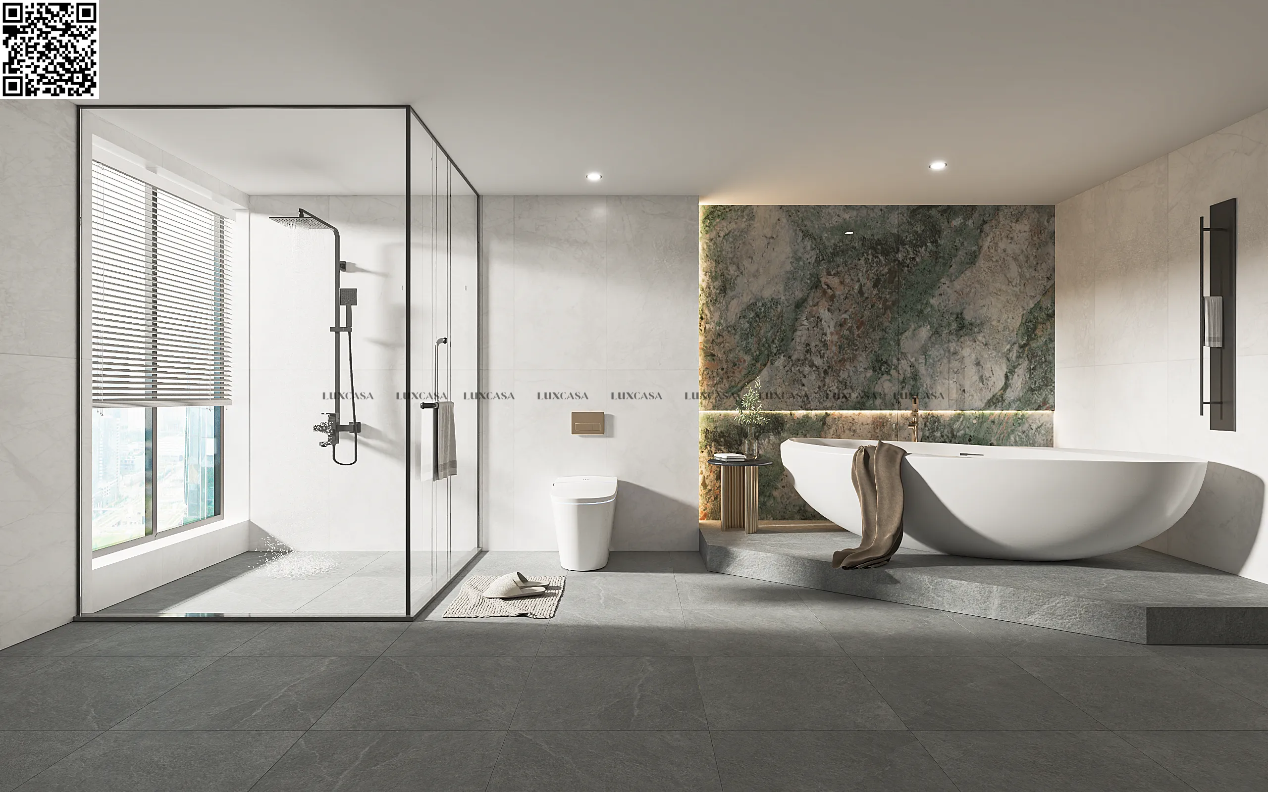 Gạch giả đá mờ lát nhà vệ sinh 60x60 60LUA04Z (1)