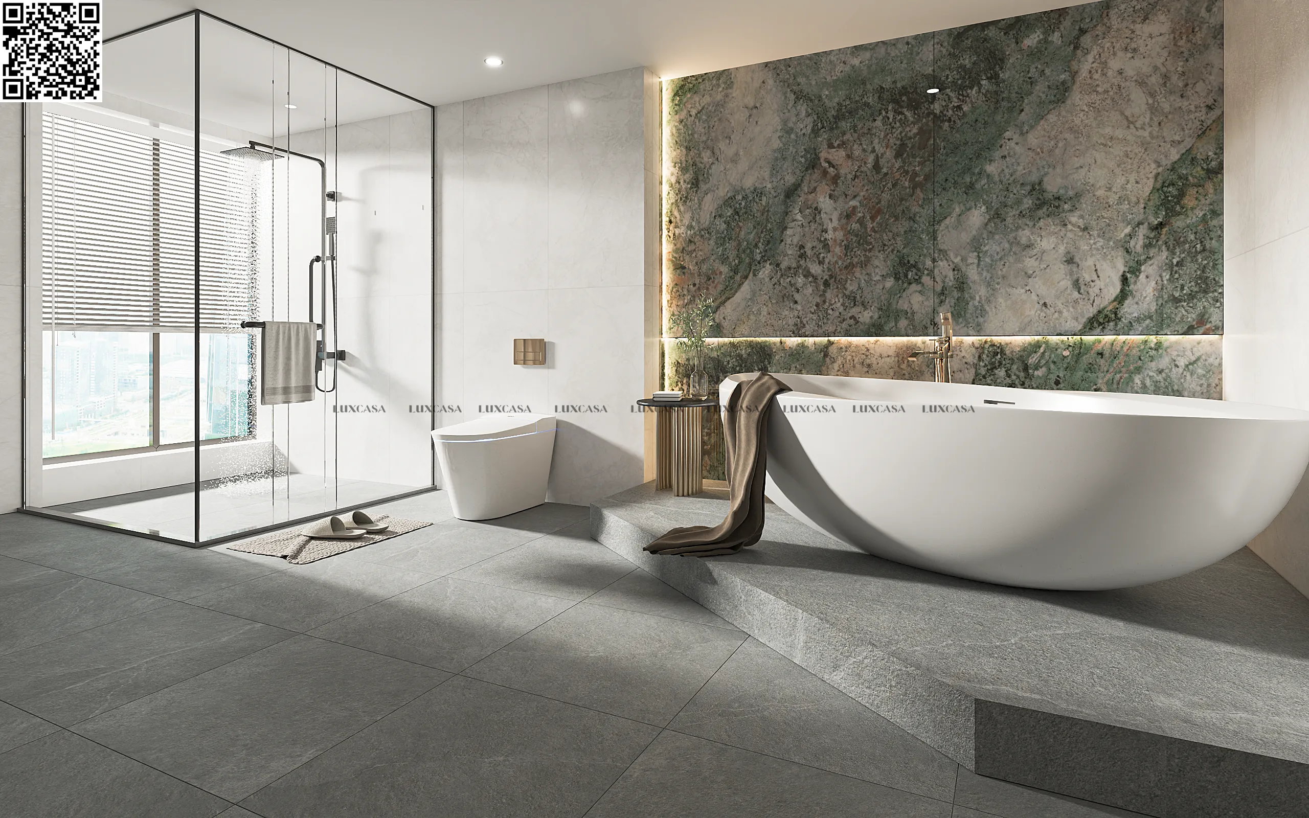 Gạch giả đá mờ lát nhà vệ sinh 60x60 60LUA04Z
