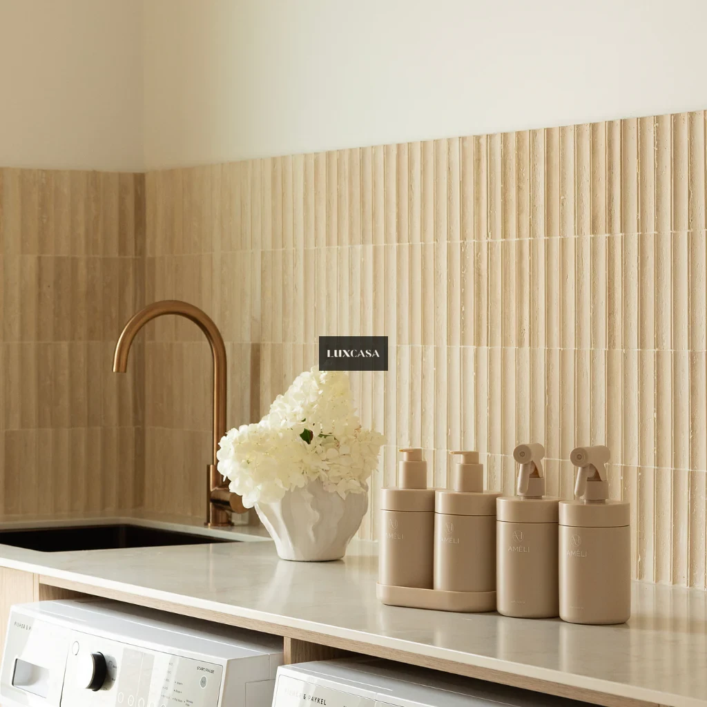 Gạch mosaic gốm màu vàng đất