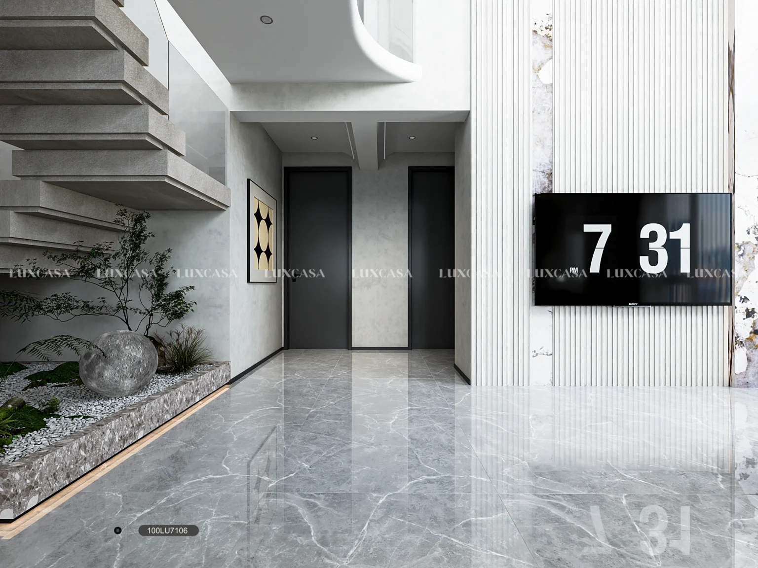 Gạch porcelain 1000x1000 lát sảnh chính