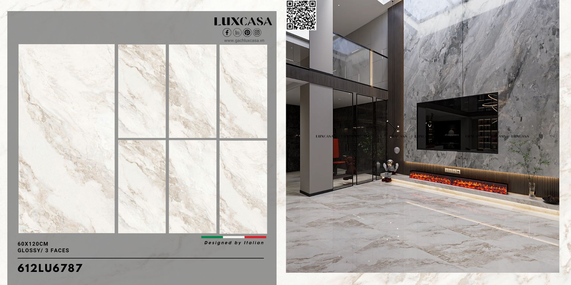 Gạch vân đá bóng 60×120 612LU6787