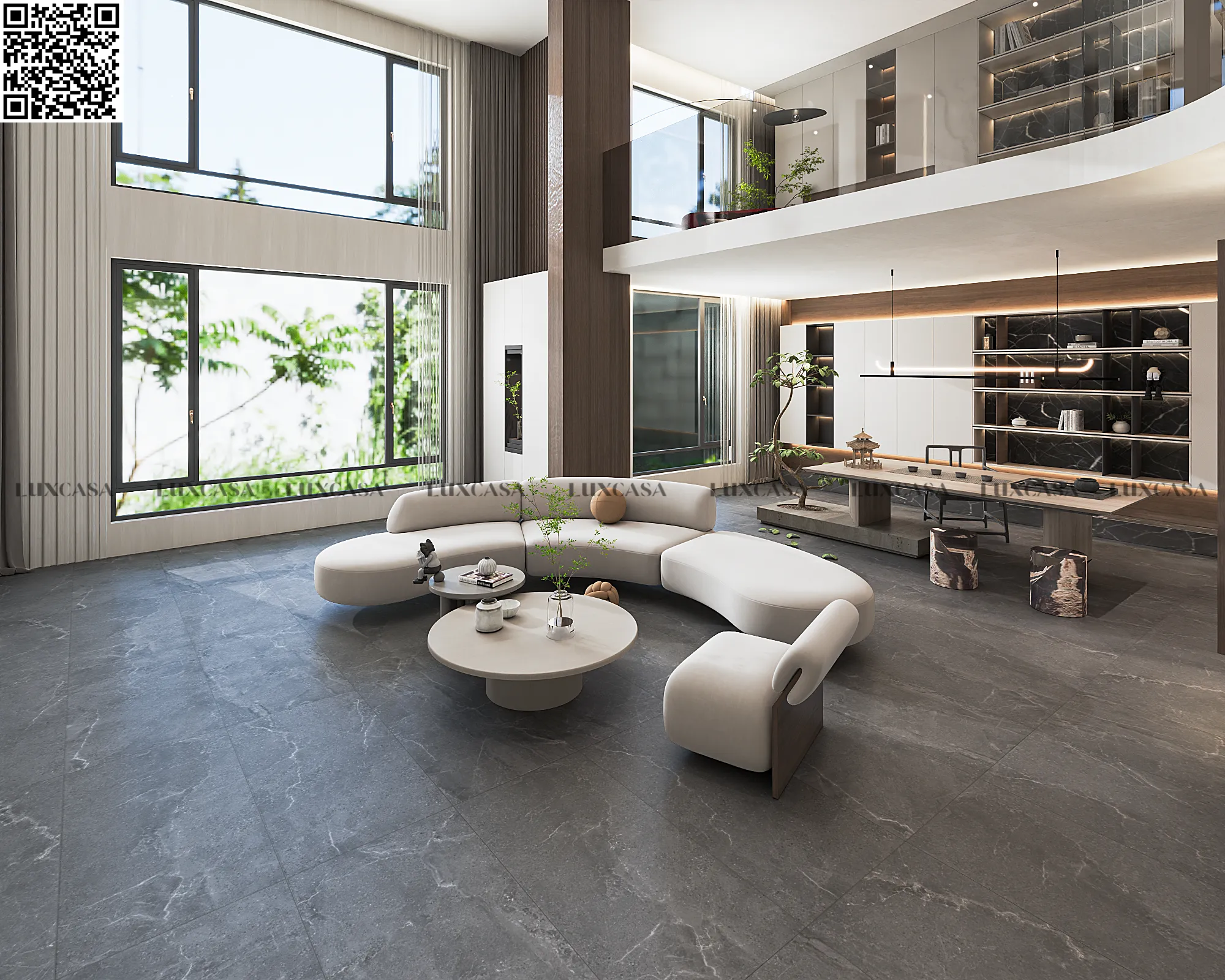 Gạch xám đen lát phòng khách 60x120 612LU126189M