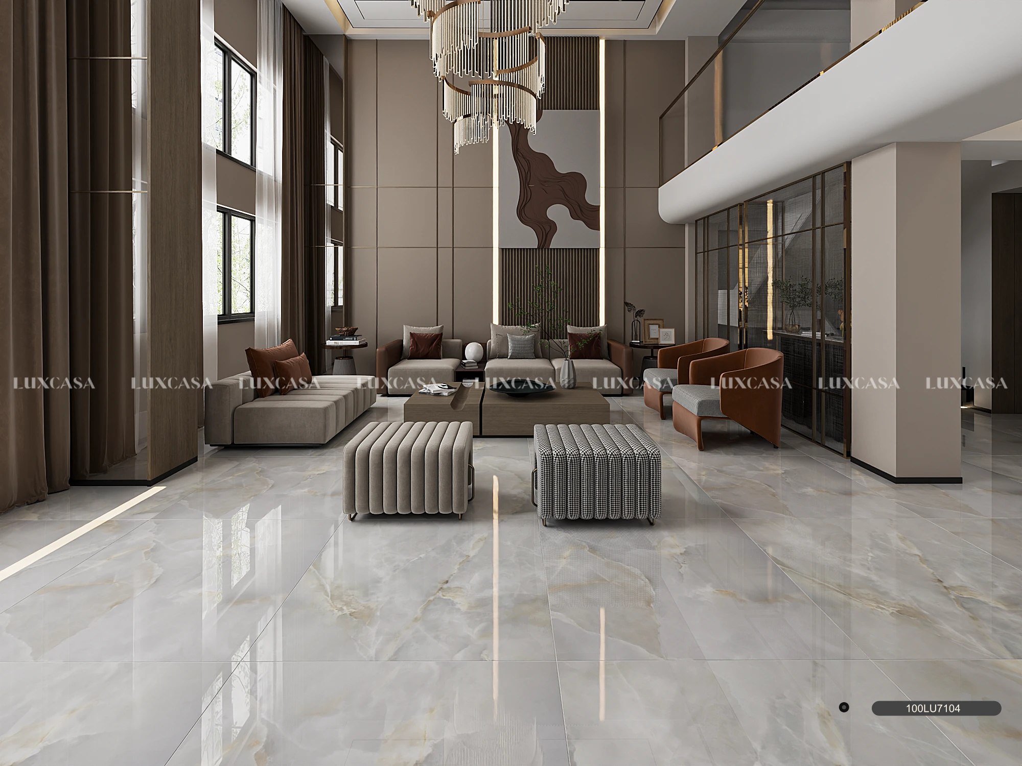 Gạch porcelain 1000x1000 lát phòng khách
