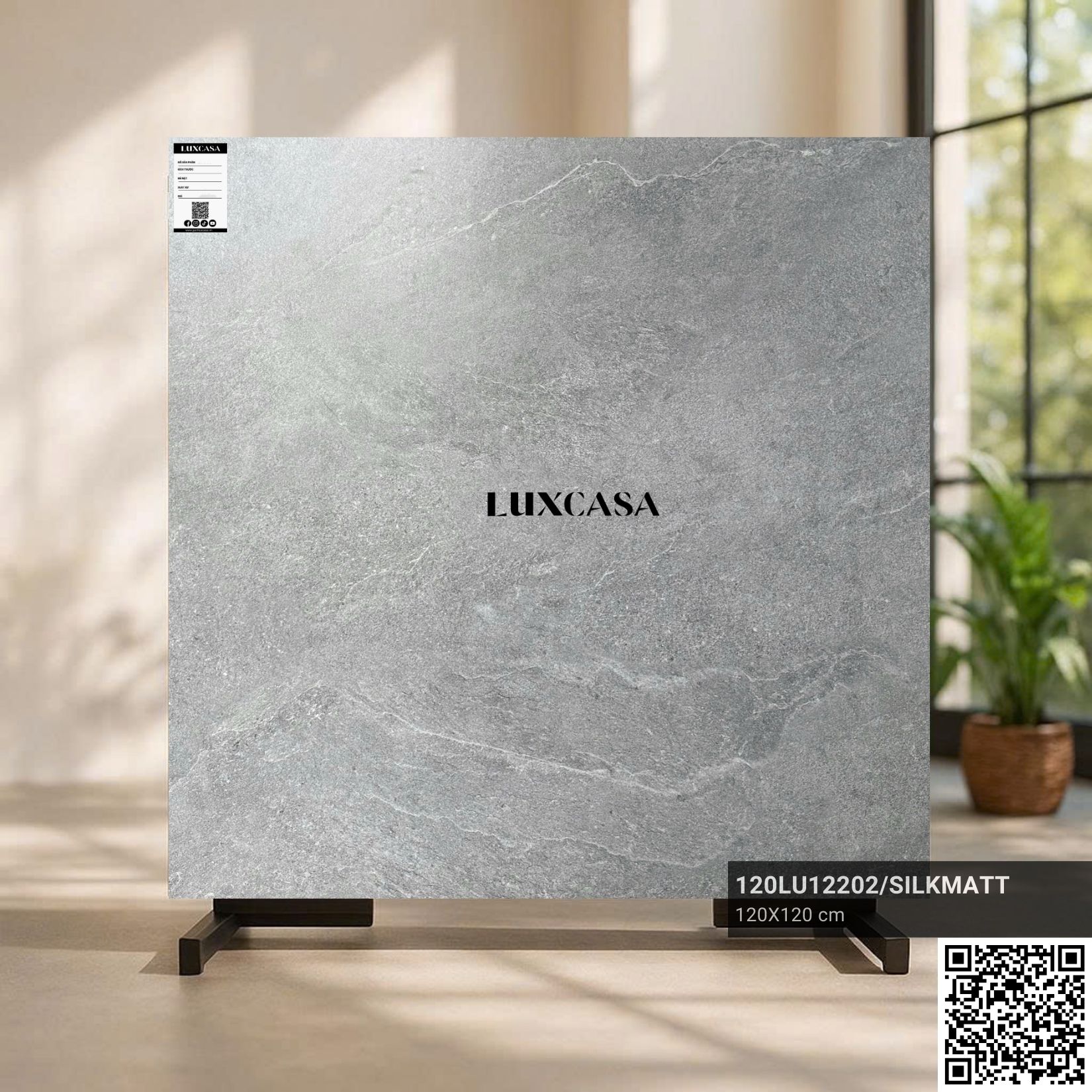 Gạch 1200X1200 xám giả đá 120LU12202