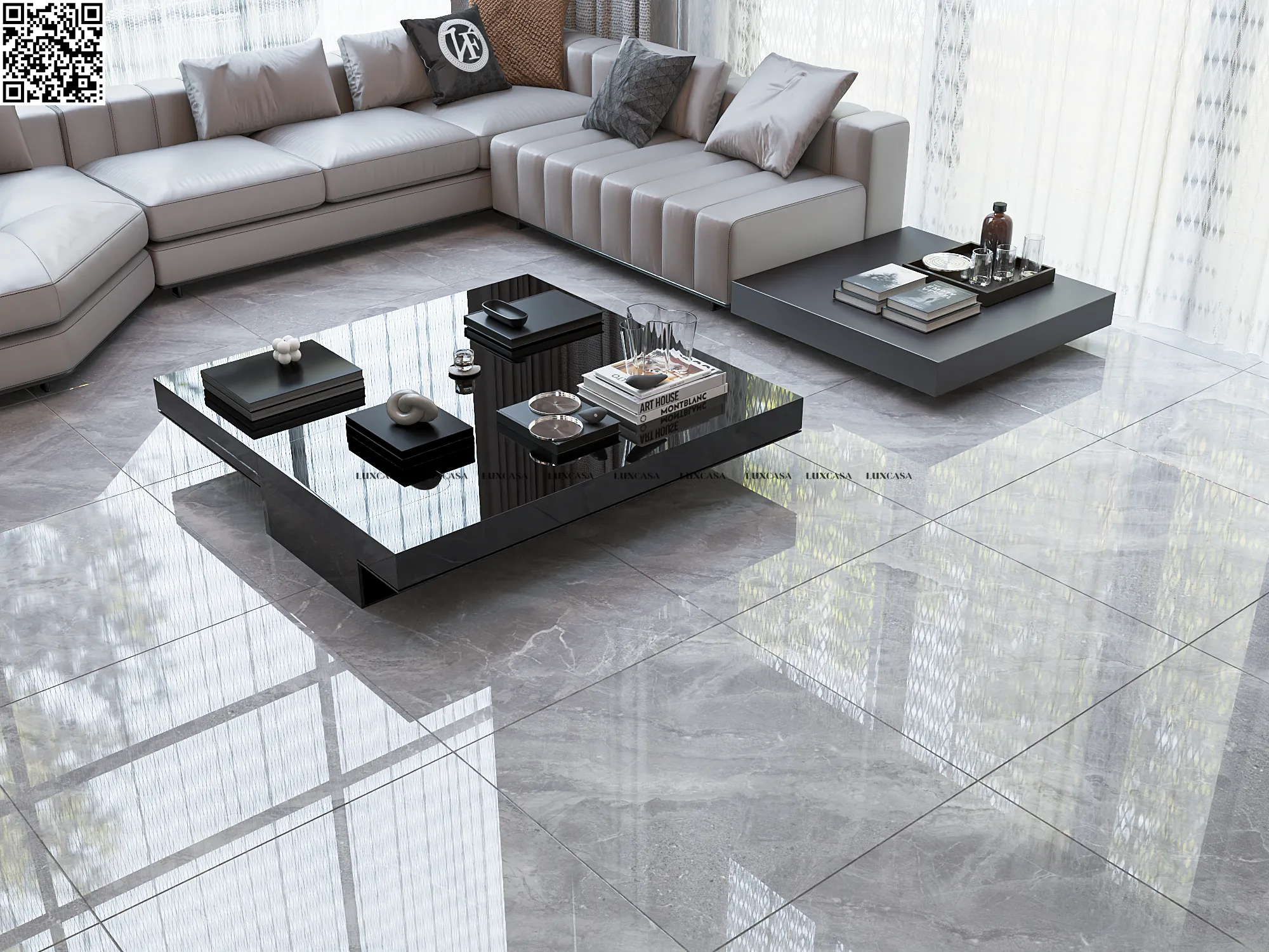 Gạch bóng 800x800 lát nền phòng khách 80LU8802