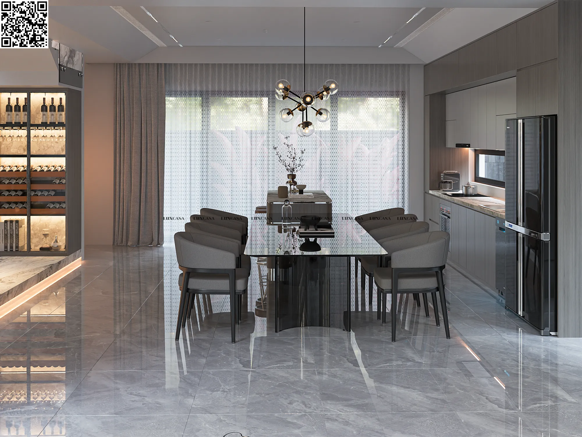 Gạch bóng 800x800 lát nền phòng khách 80LU8802