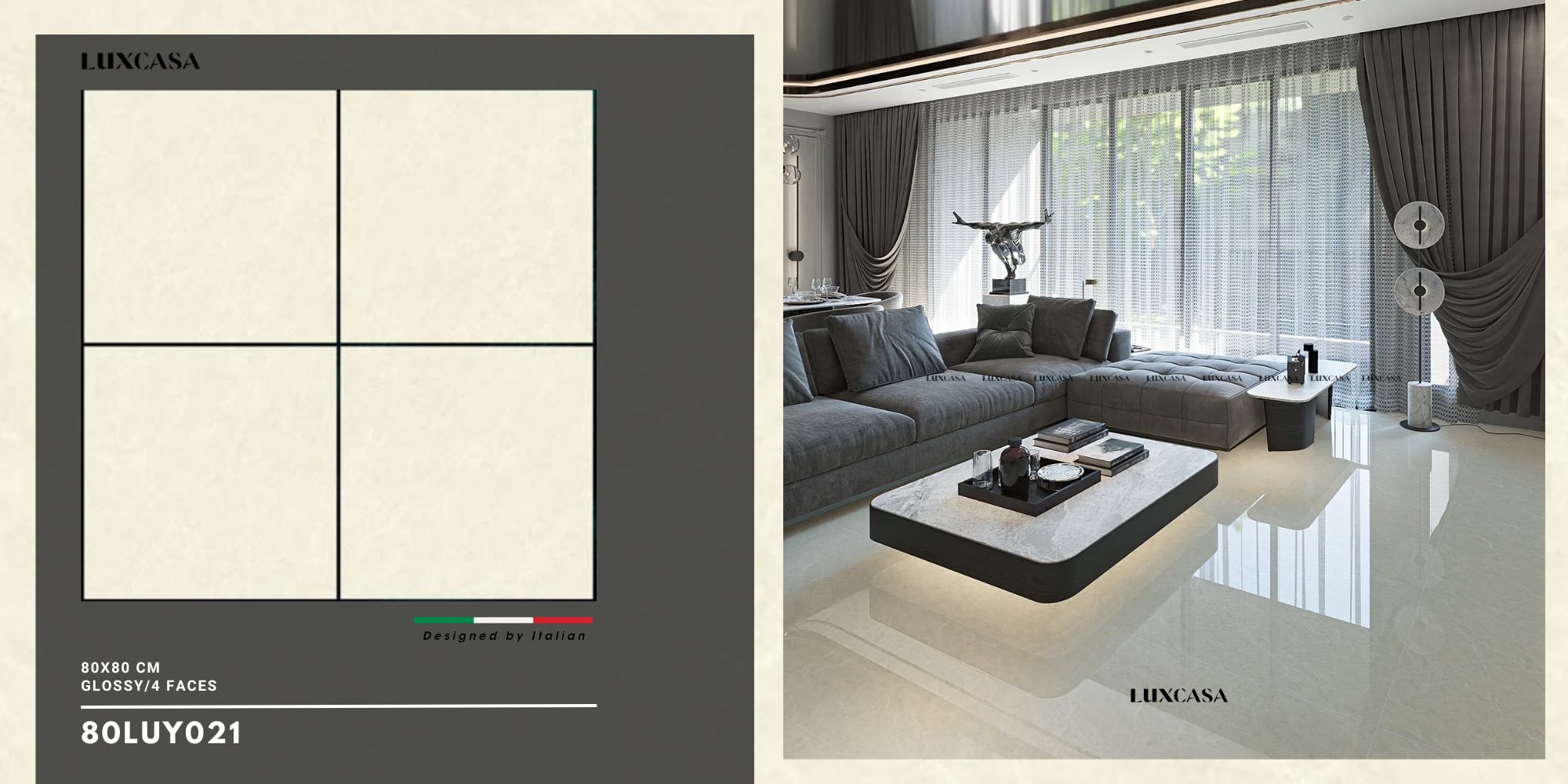 Gạch bóng kem 800×800 80LU8MY021