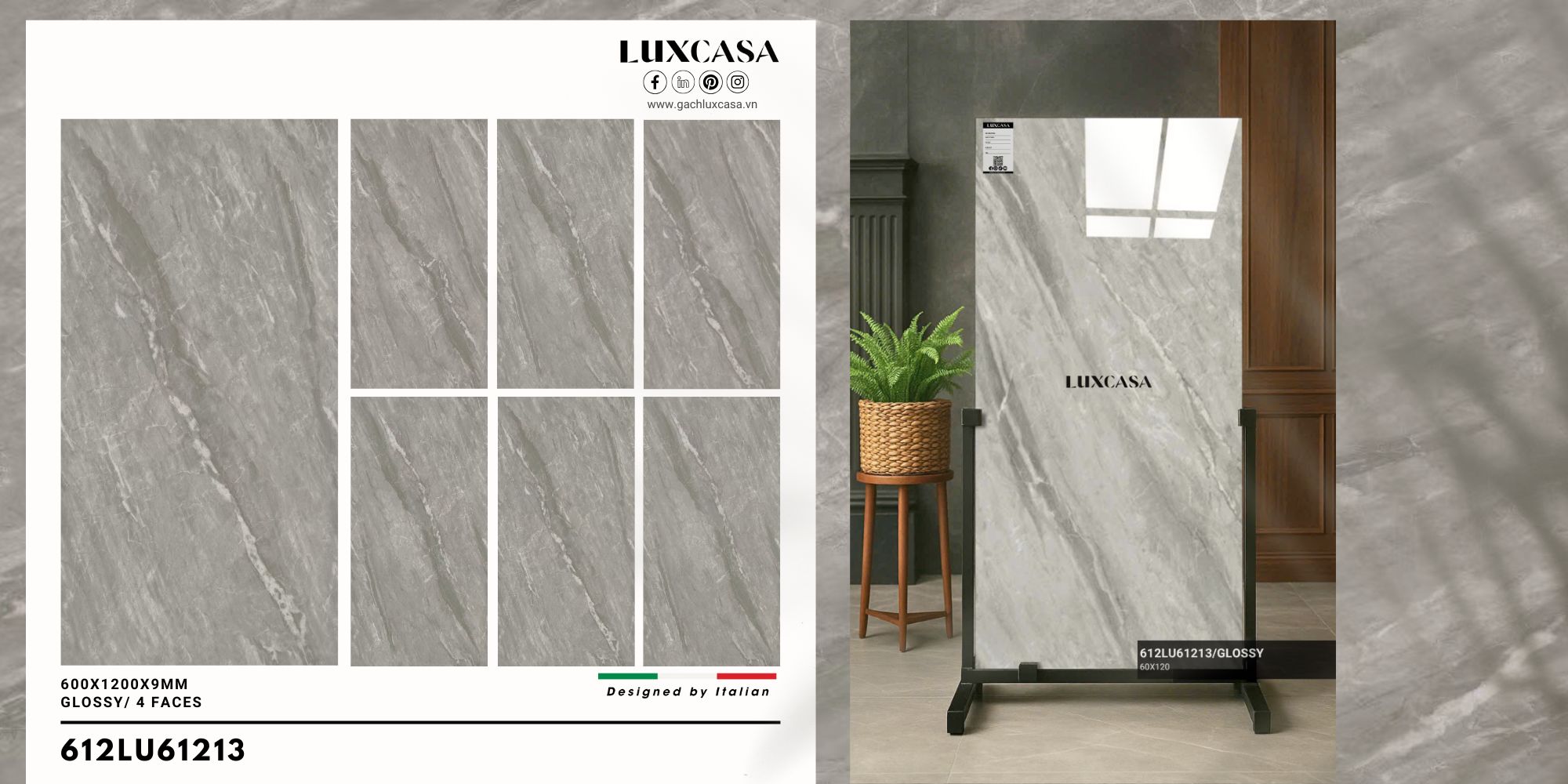 Gạch bóng xám 60x120 612LU61213