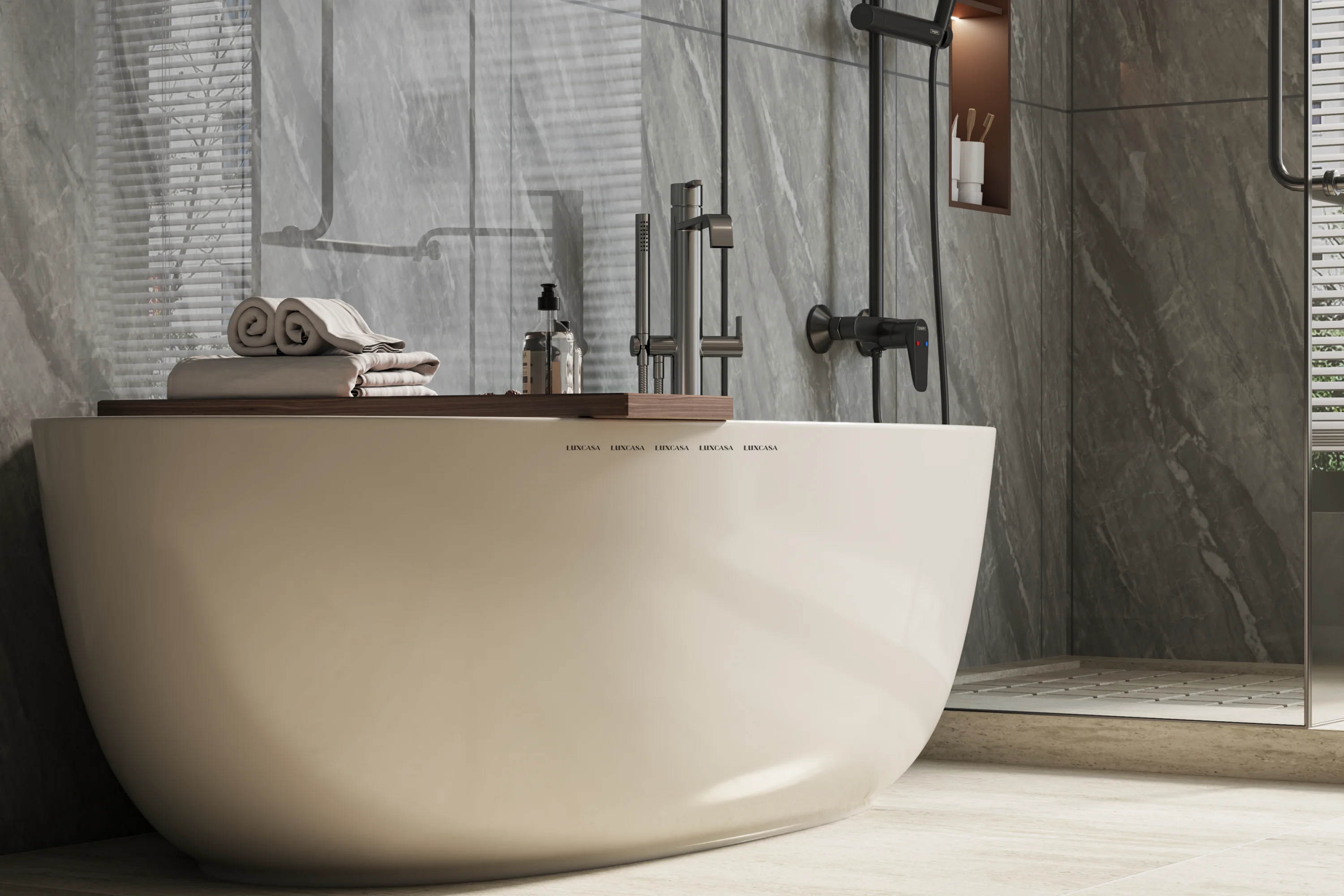 Gạch bóng xám 60x120 ốp toilet 612LU61213