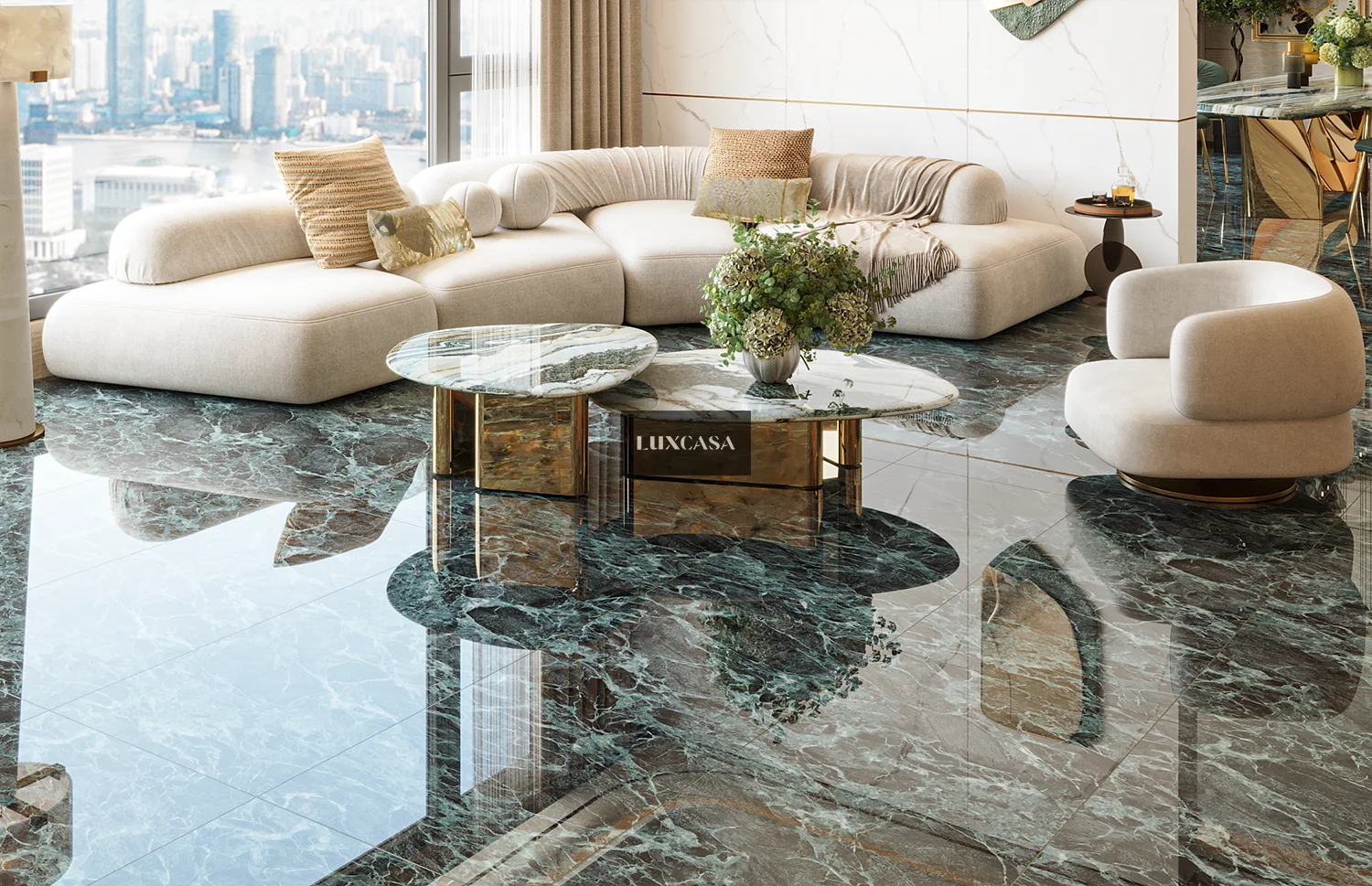 Gạch bóng xanh rêu 60×120 612LU066