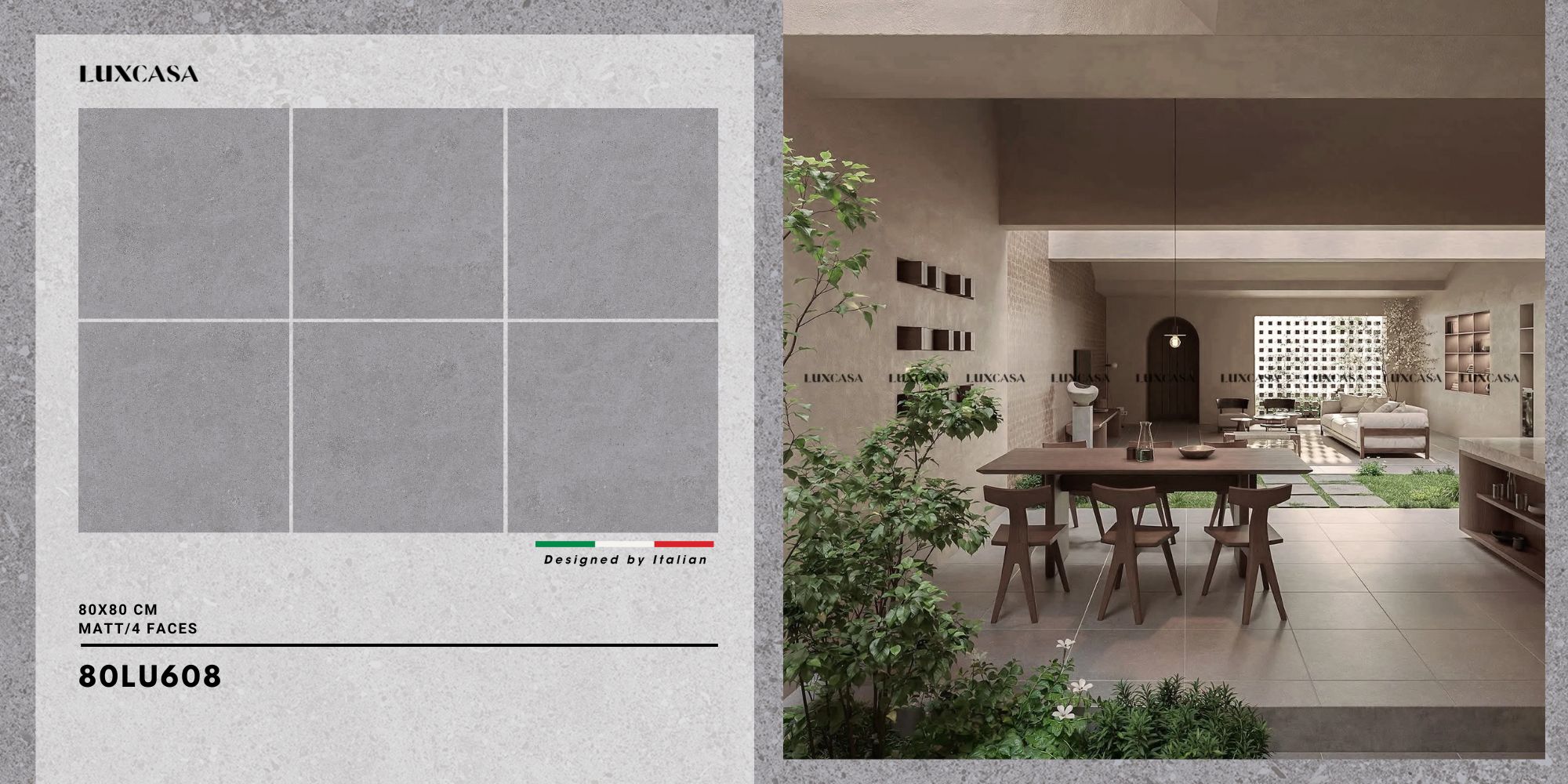 Gạch hiệu ứng xi măng 80×80 80LU608