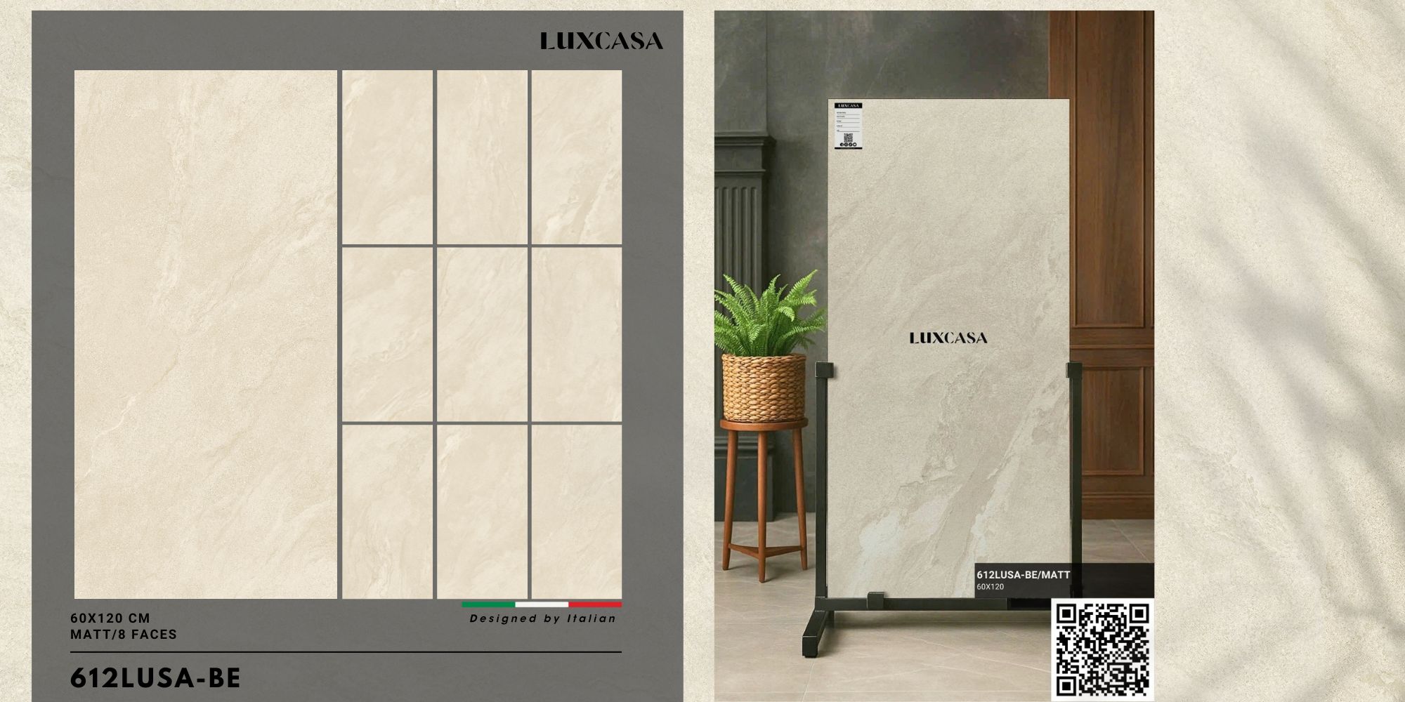 Gạch mờ 60×120 612LUSA-BE