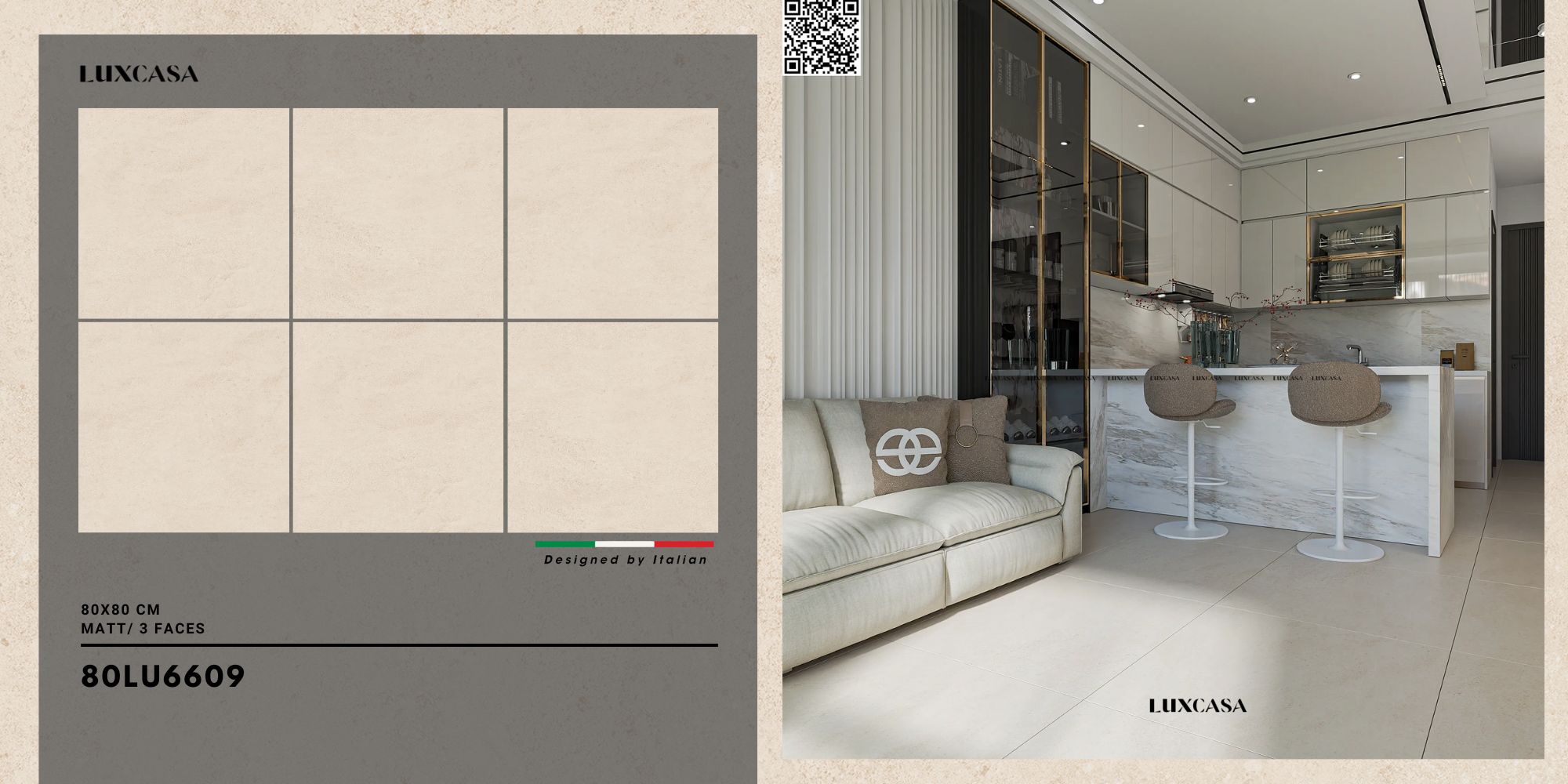 Gạch mờ 800x800 màu kem 80LU6609